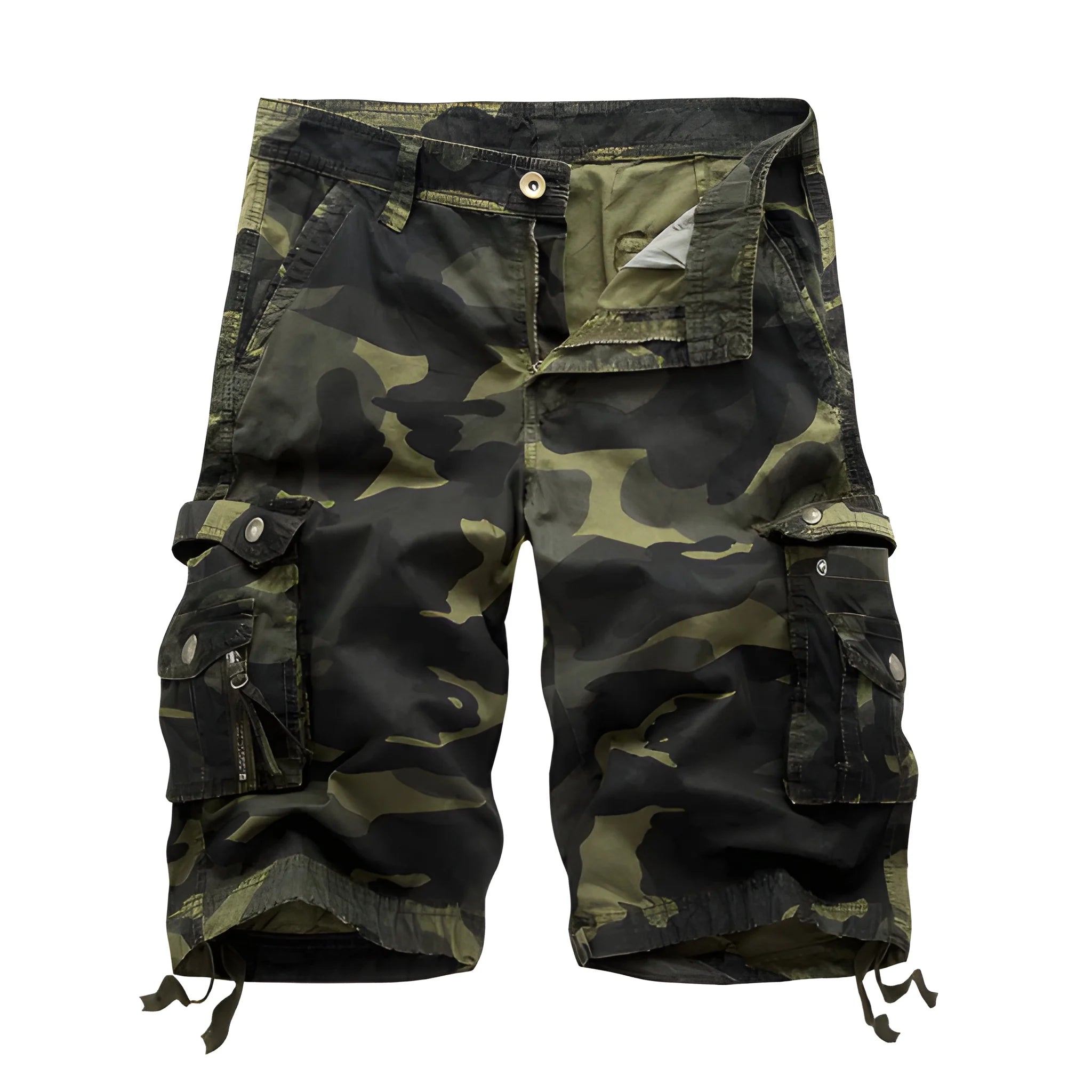 Men's Casual Camo Shorts with Pockets and Zip Pockets