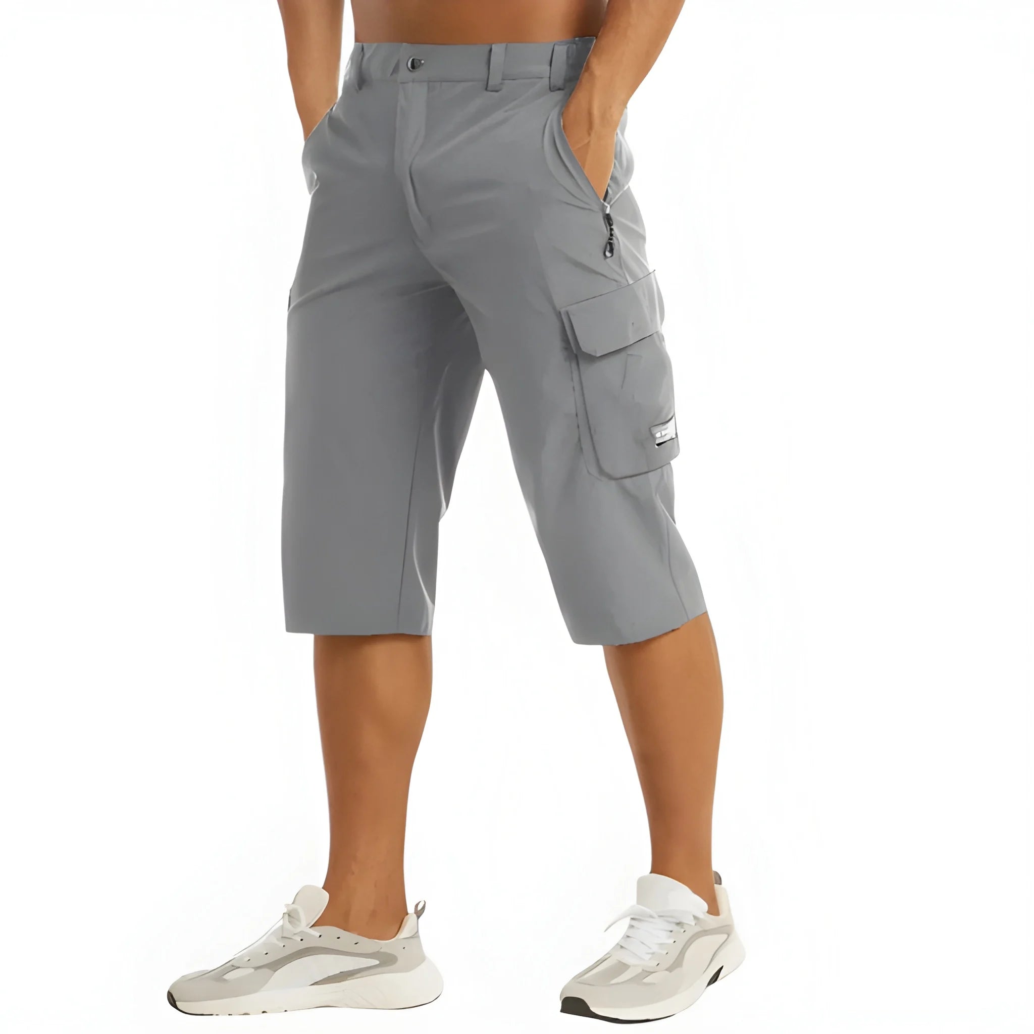 Men's Long Casual Shorts with Drawstring Waist and Pockets