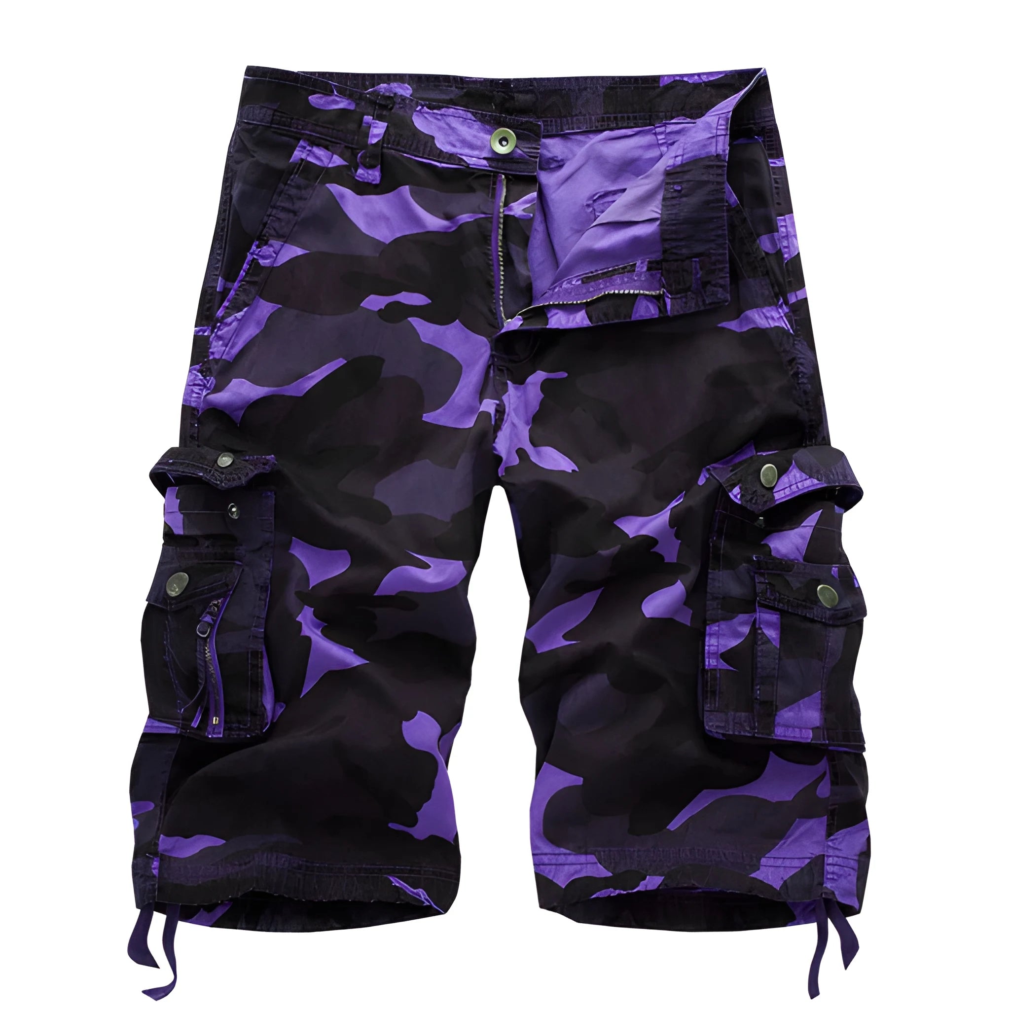Men's Casual Camo Shorts with Pockets and Zip Pockets