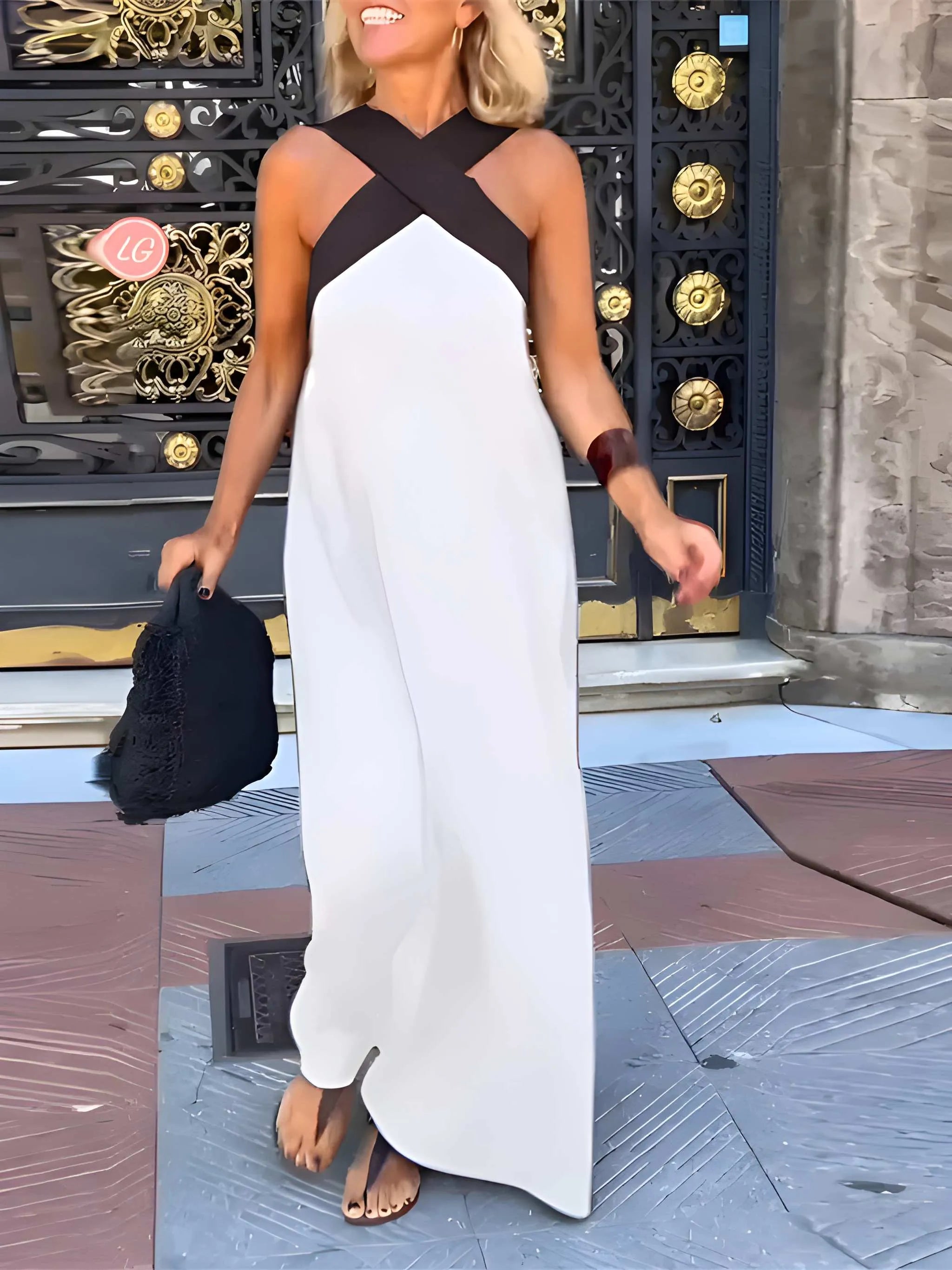 Women's Breezy Elegant Maxi Summer Dress with Crossed Front