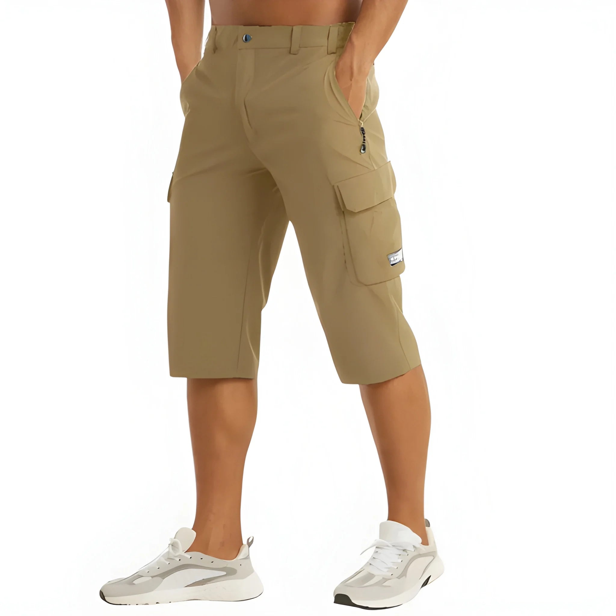Men's Long Casual Shorts with Drawstring Waist and Pockets