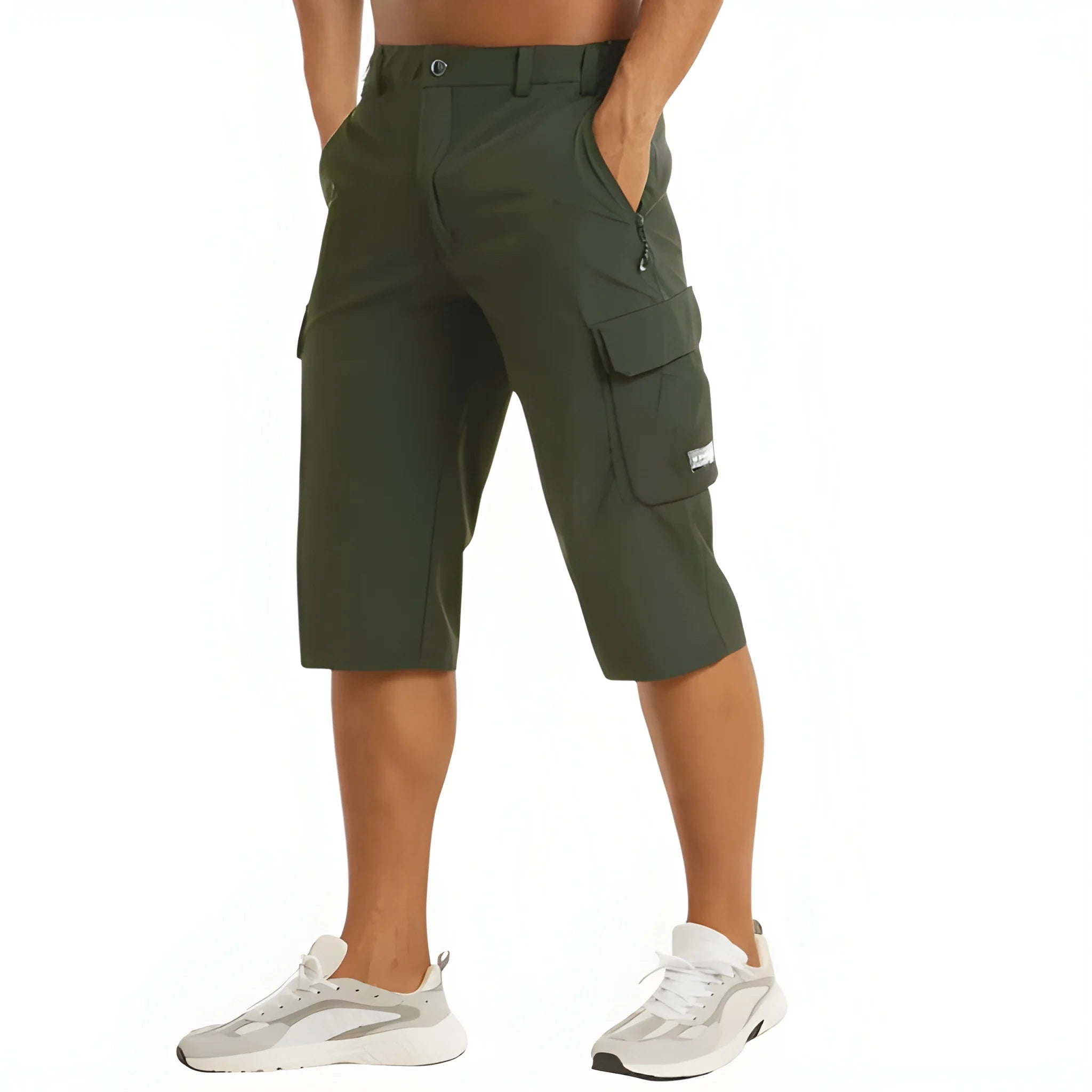 Men's Long Casual Shorts with Drawstring Waist and Pockets