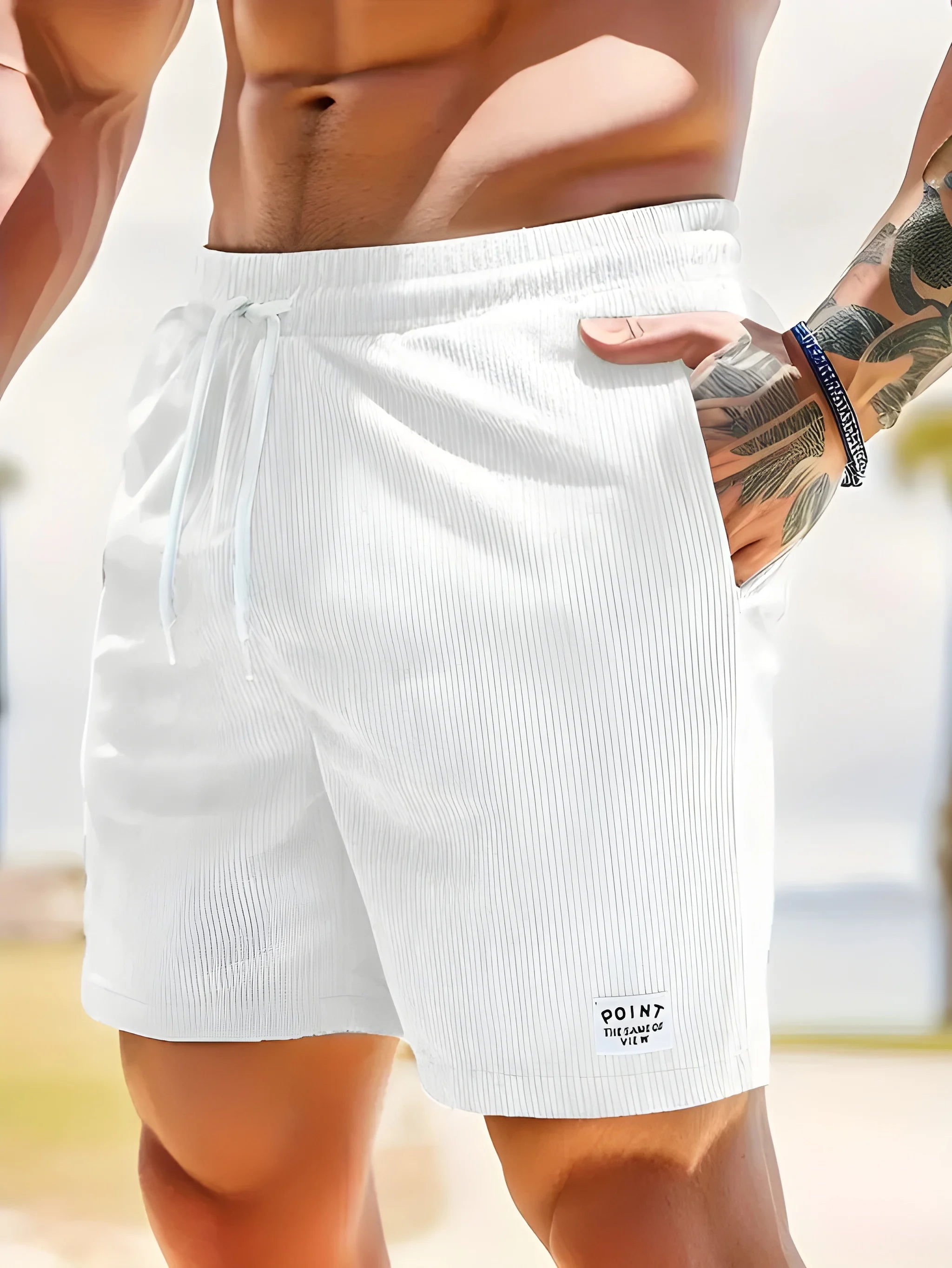 Men's Summer Leisure Shorts with Drawstring Waist and Pockets