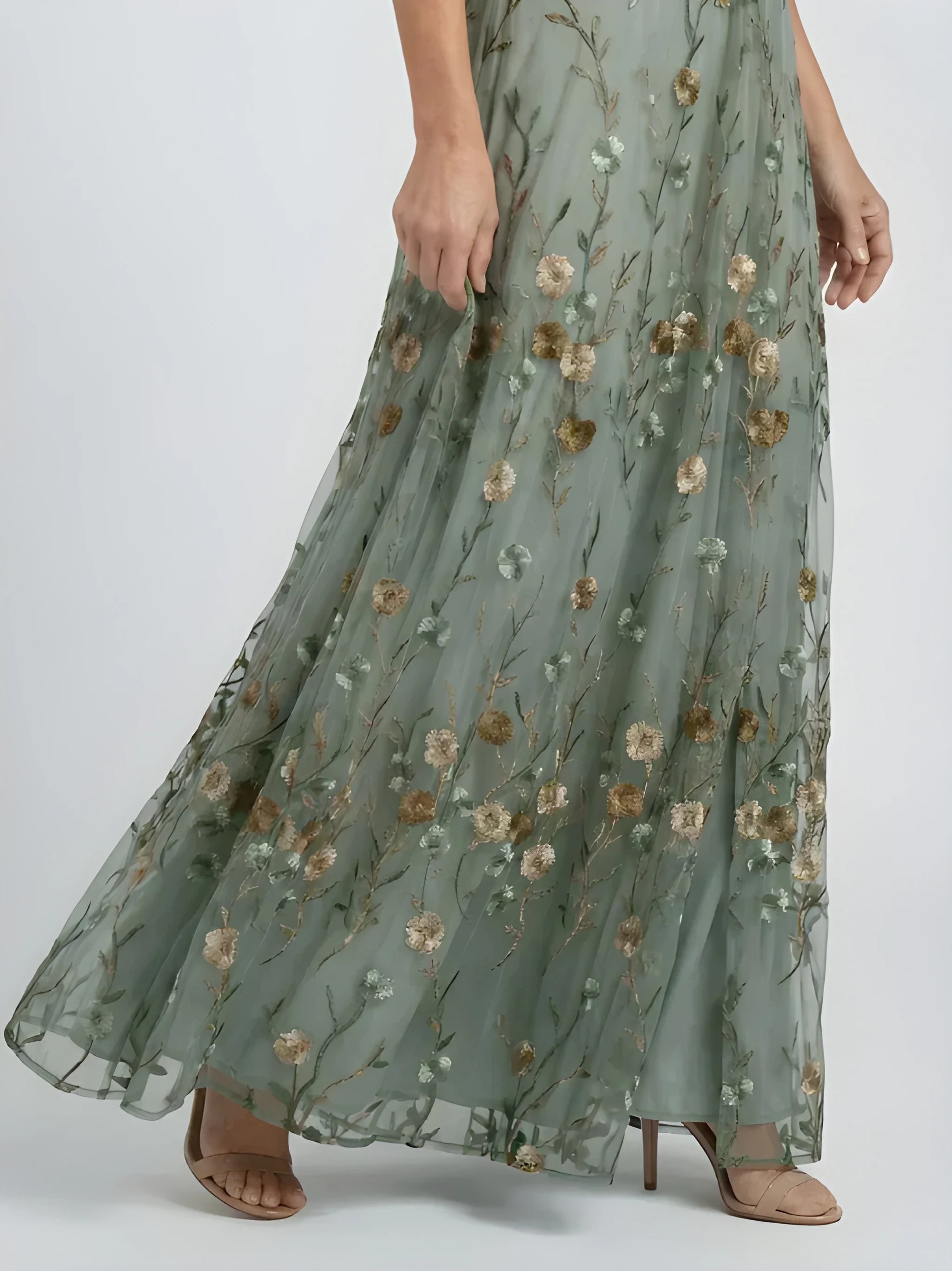 Women's Casual Floral Maxi Summer Dress with Halter Neckline