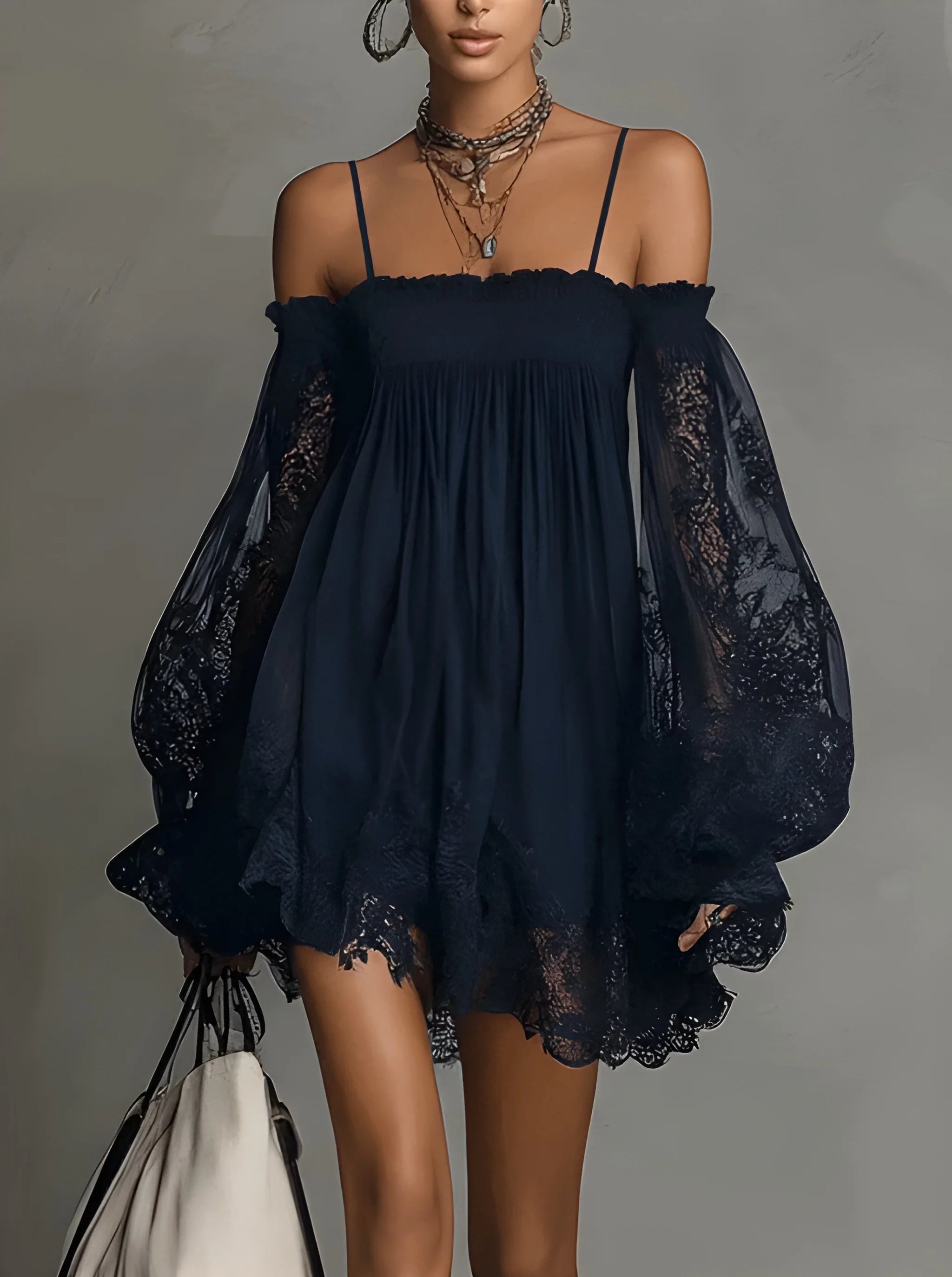 Women's Elegant Flowy Mini Summer Dress with Off Shoulder