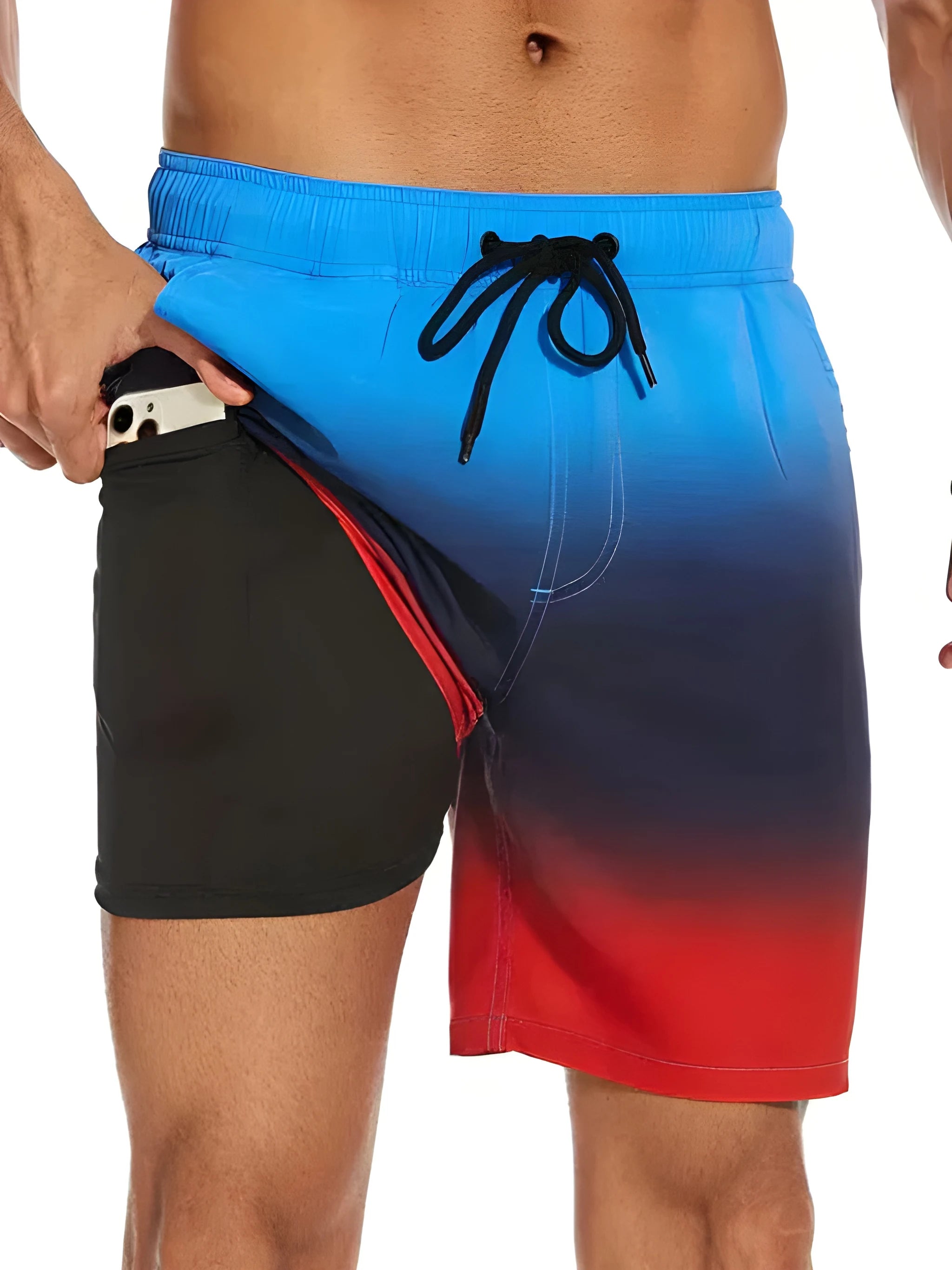 Men's Quick-Dry Athletic Swim Shorts with Compression Lining