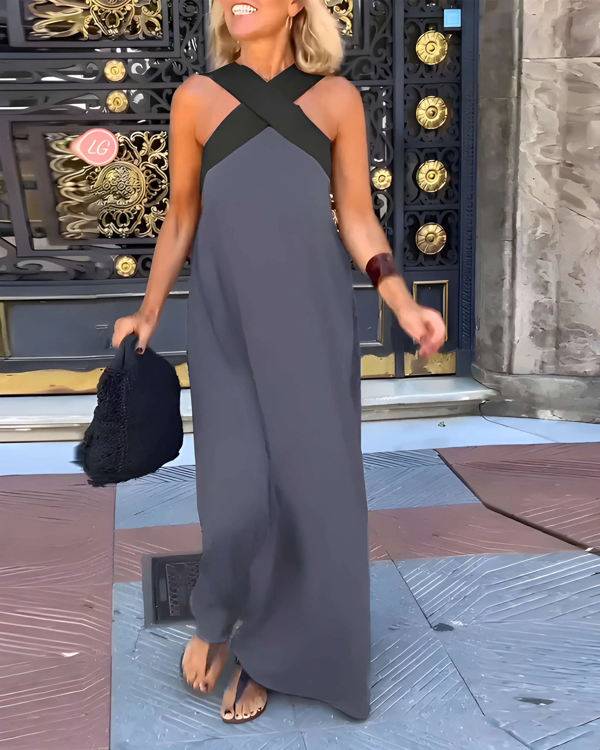 Women's Breezy Elegant Maxi Summer Dress with Crossed Front