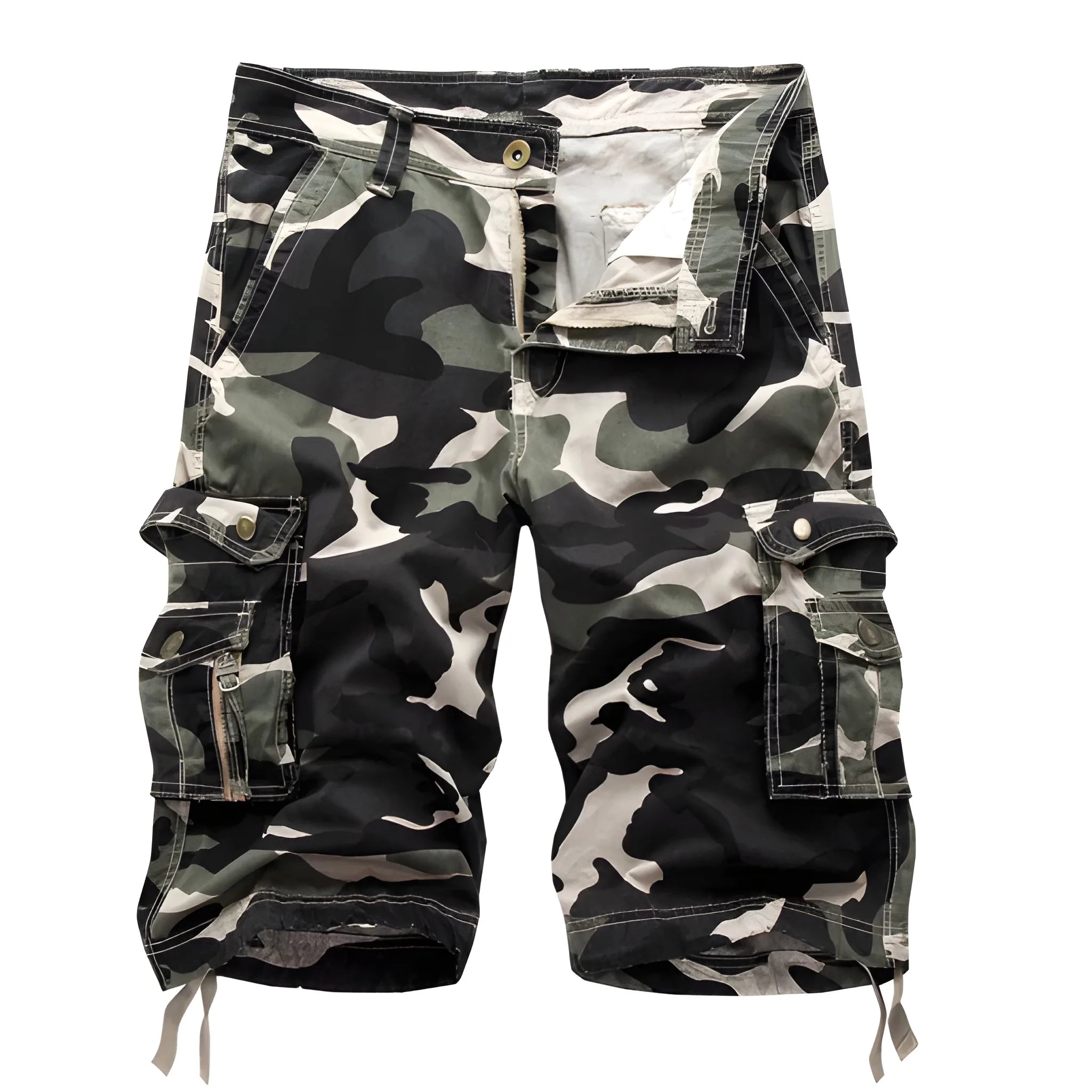 Men's Casual Camo Shorts with Pockets and Zip Pockets