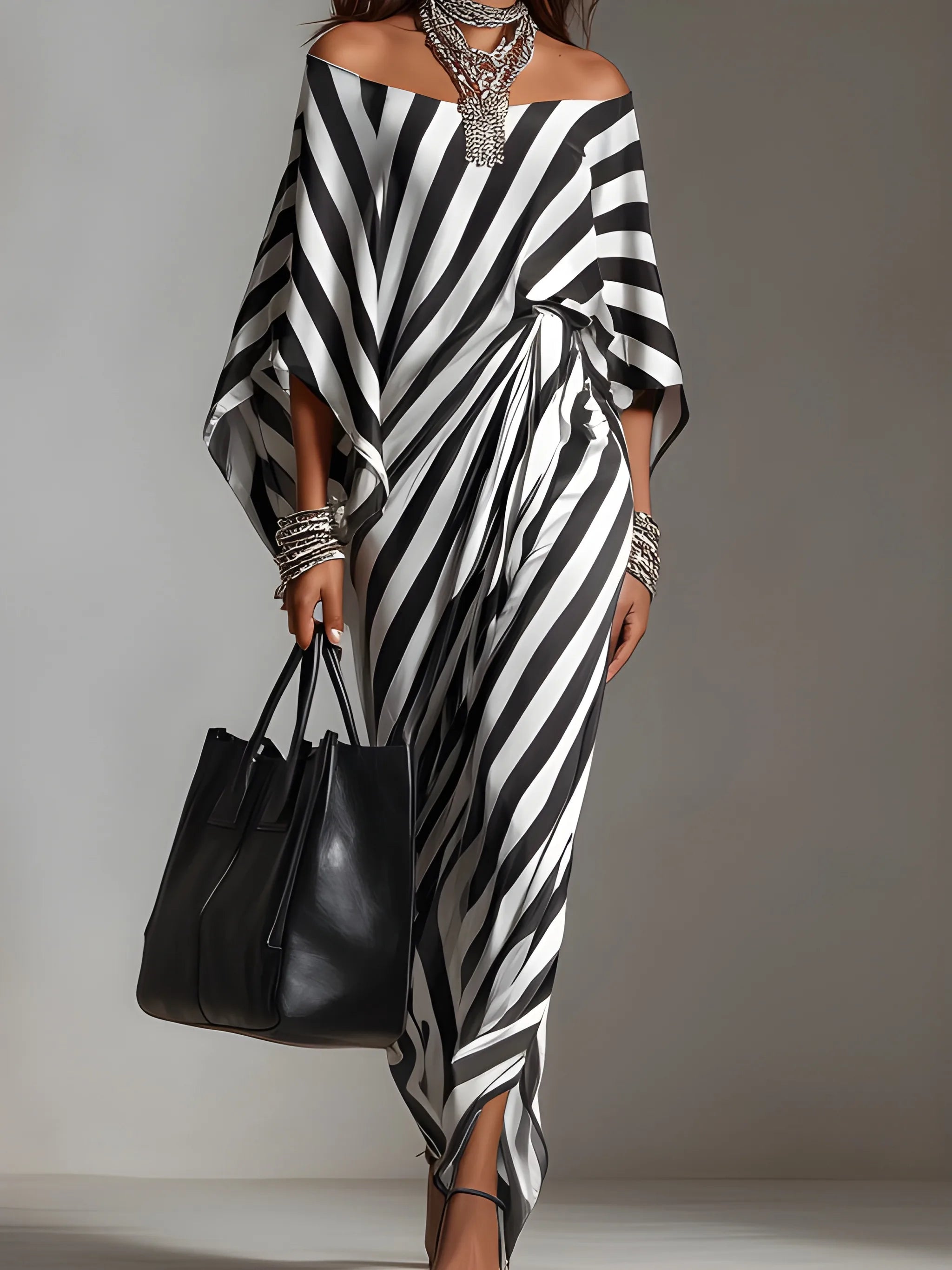 Women's Modern Bold Maxi Summer Dress with Asymmetric Hem