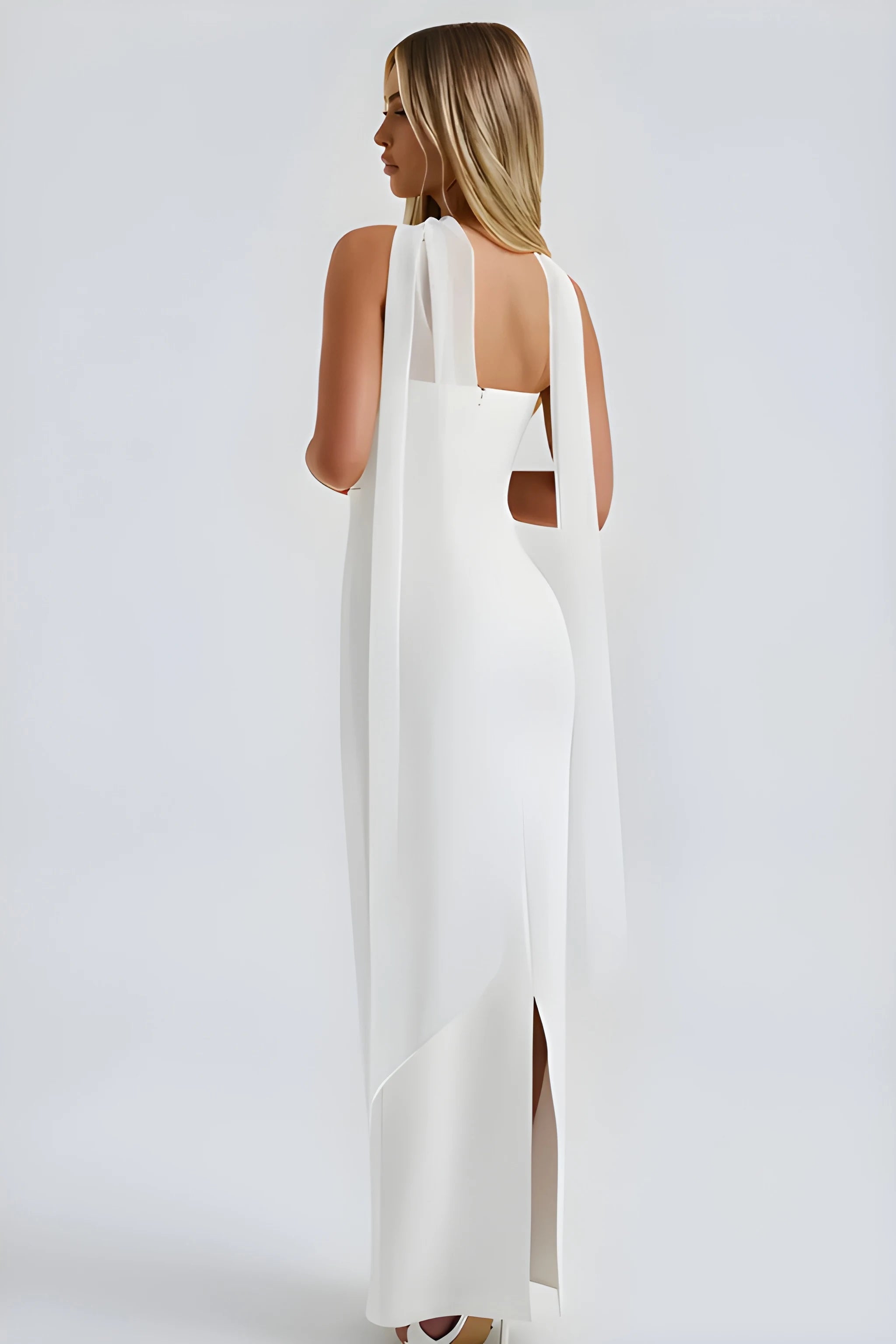 Women's Formal Maxi Wedding Guest Dress with Strapless Neckline
