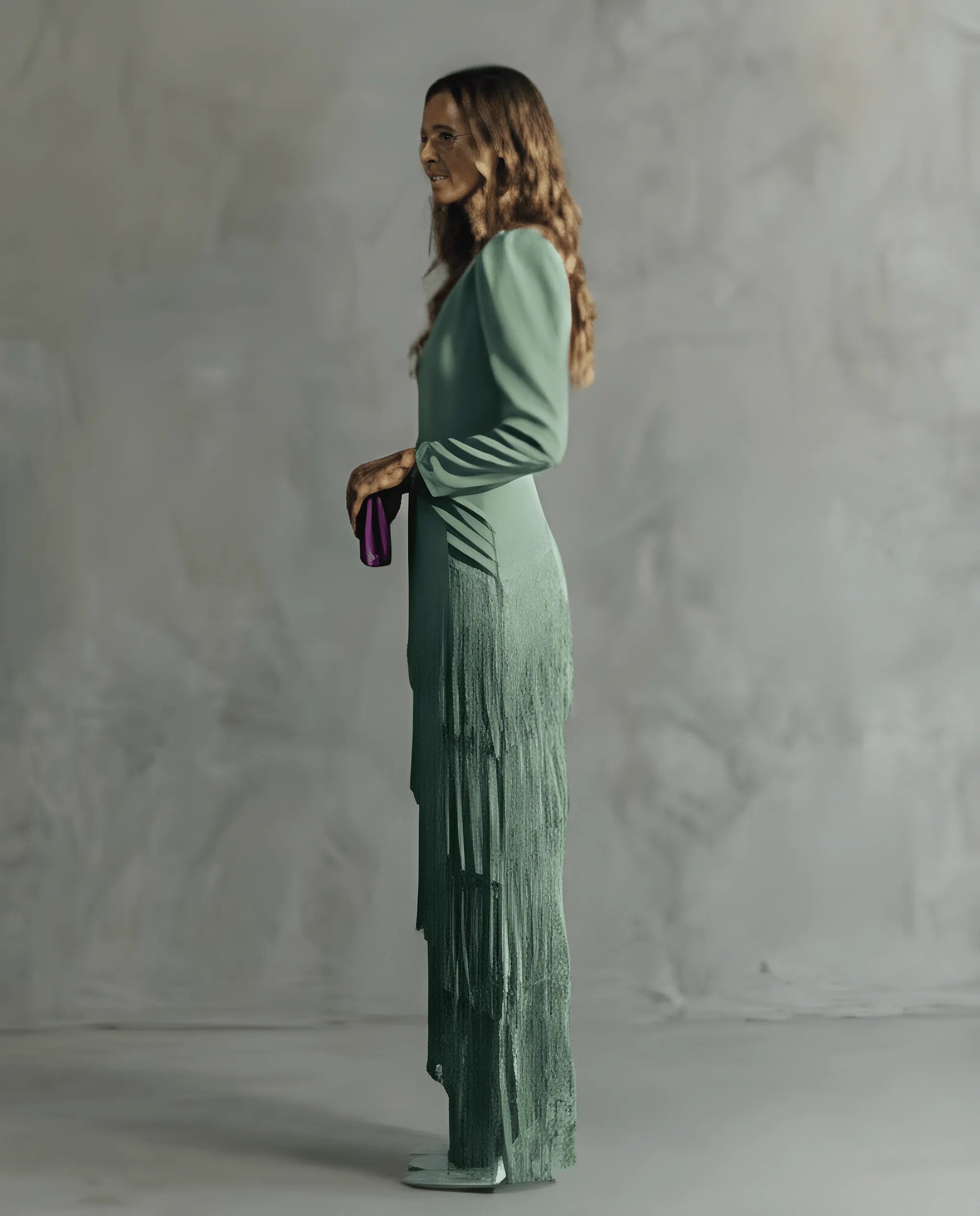 Women's Elegant Formal Maxi Wedding Guest Dress with Long Sleeve and V-Neck