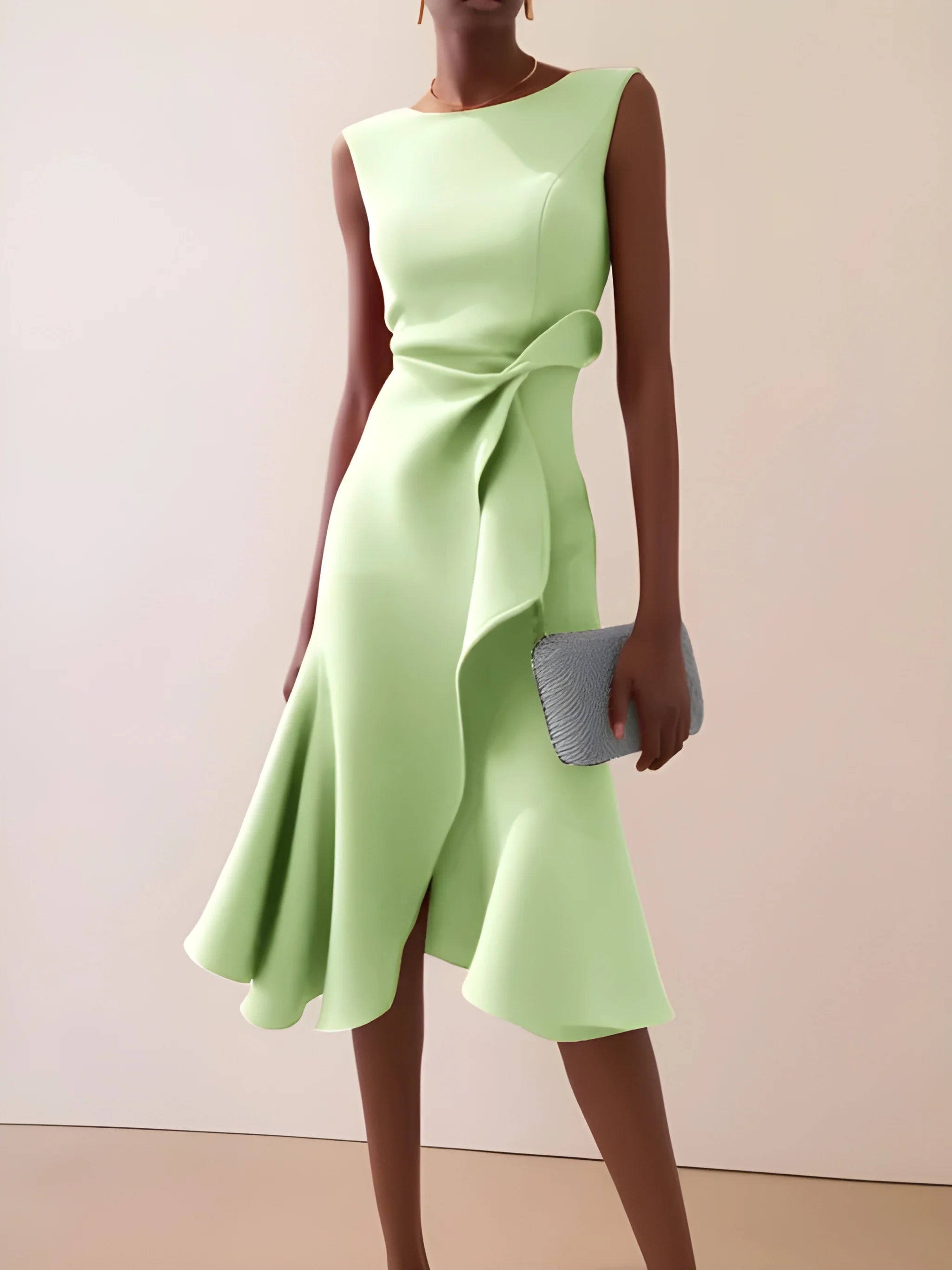Women's Elegant Asymmetrical Midi Summer Dress with Ruffled Detail