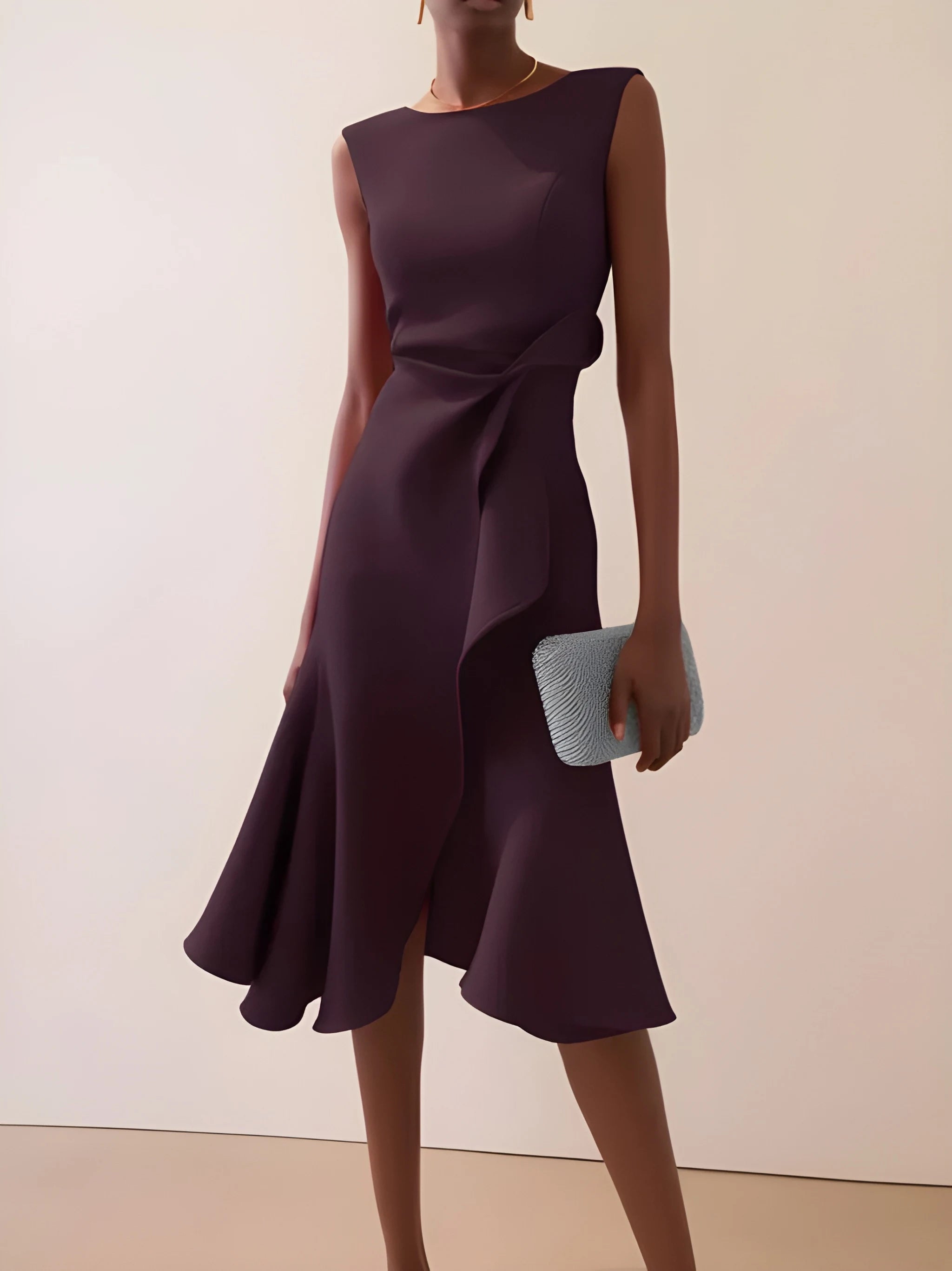 Women's Elegant Asymmetrical Midi Summer Dress with Ruffled Detail