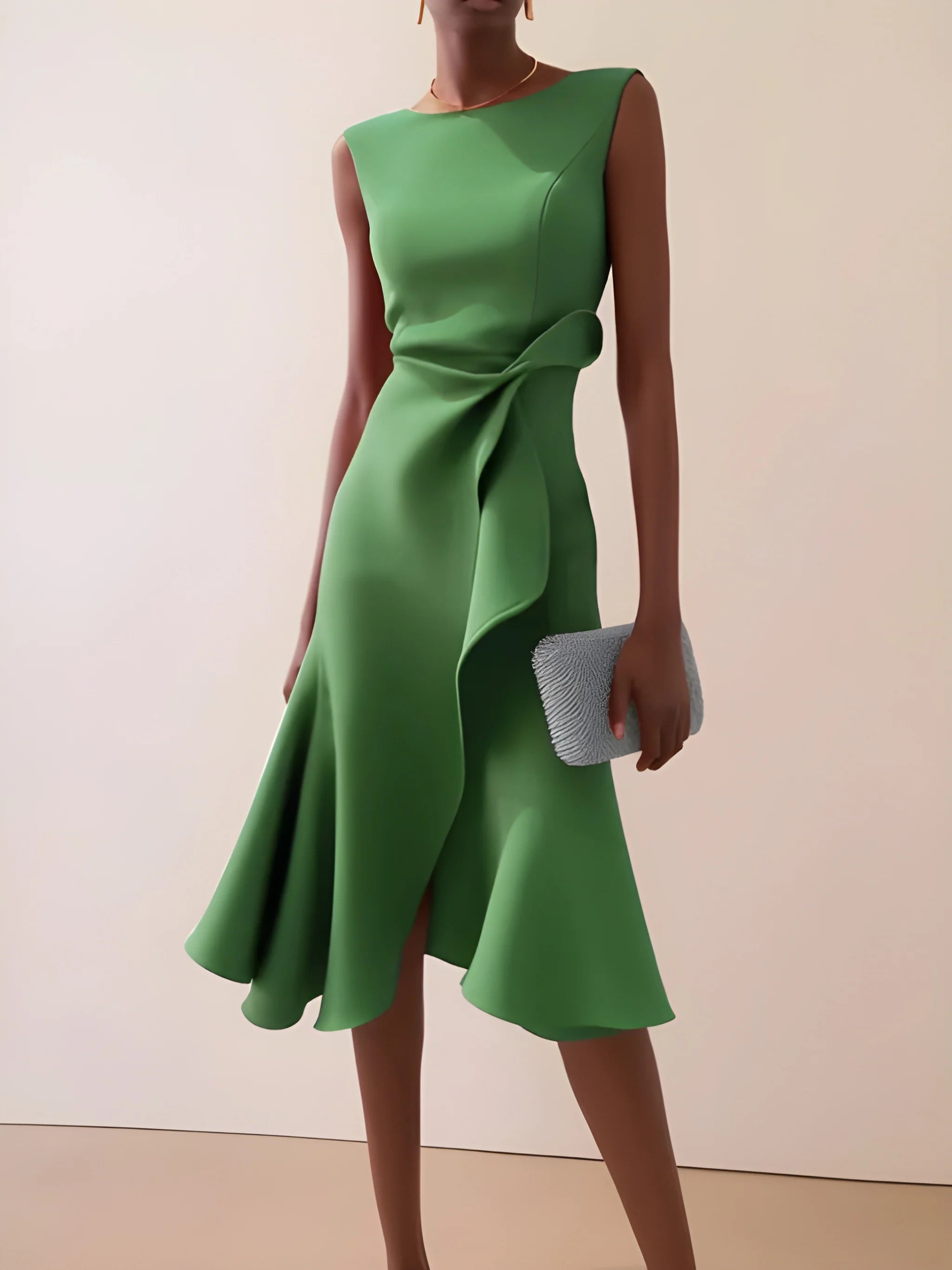 Women's Elegant Asymmetrical Midi Summer Dress with Ruffled Detail