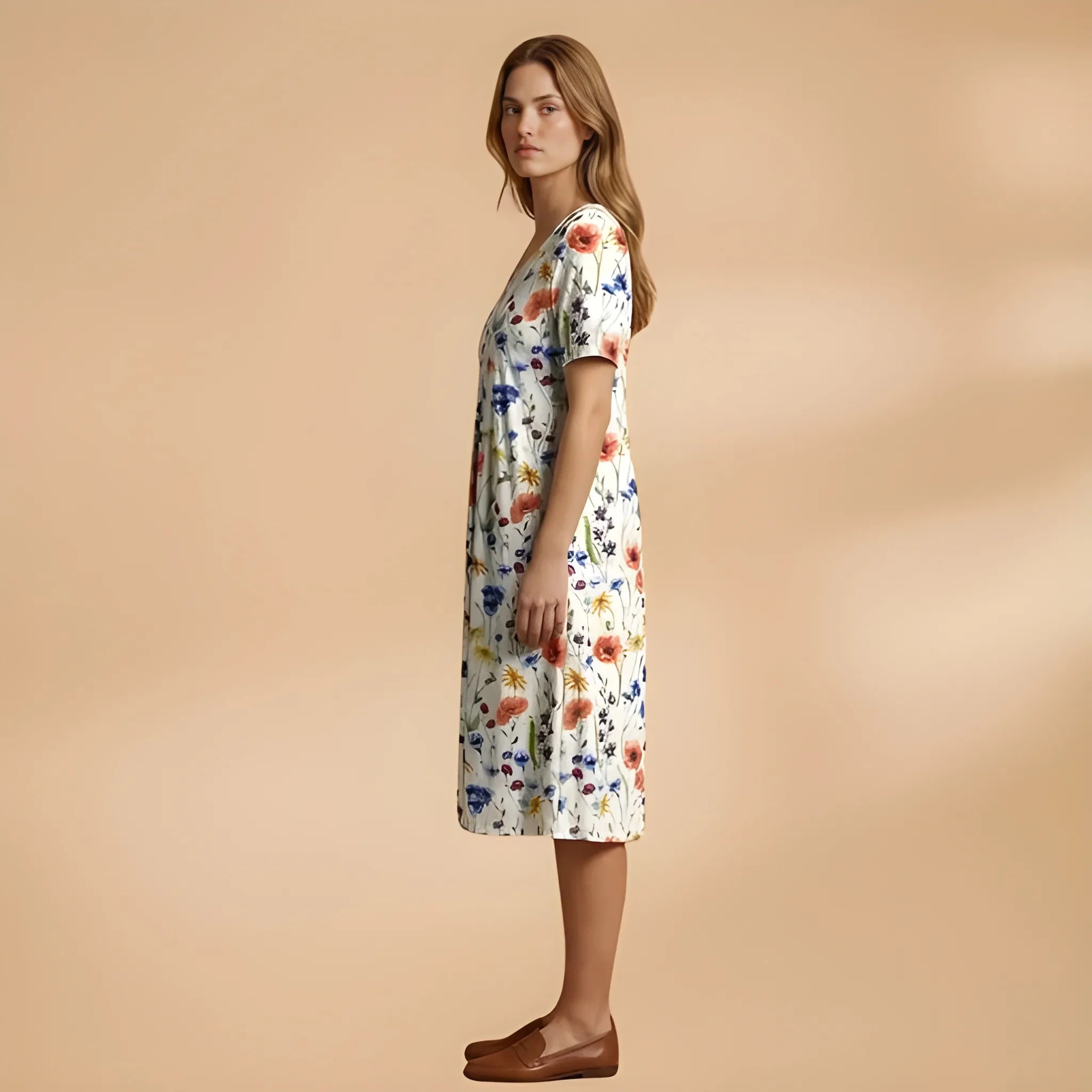 Women's Casual Flowy Midi Summer Dress with Tiered Skirt