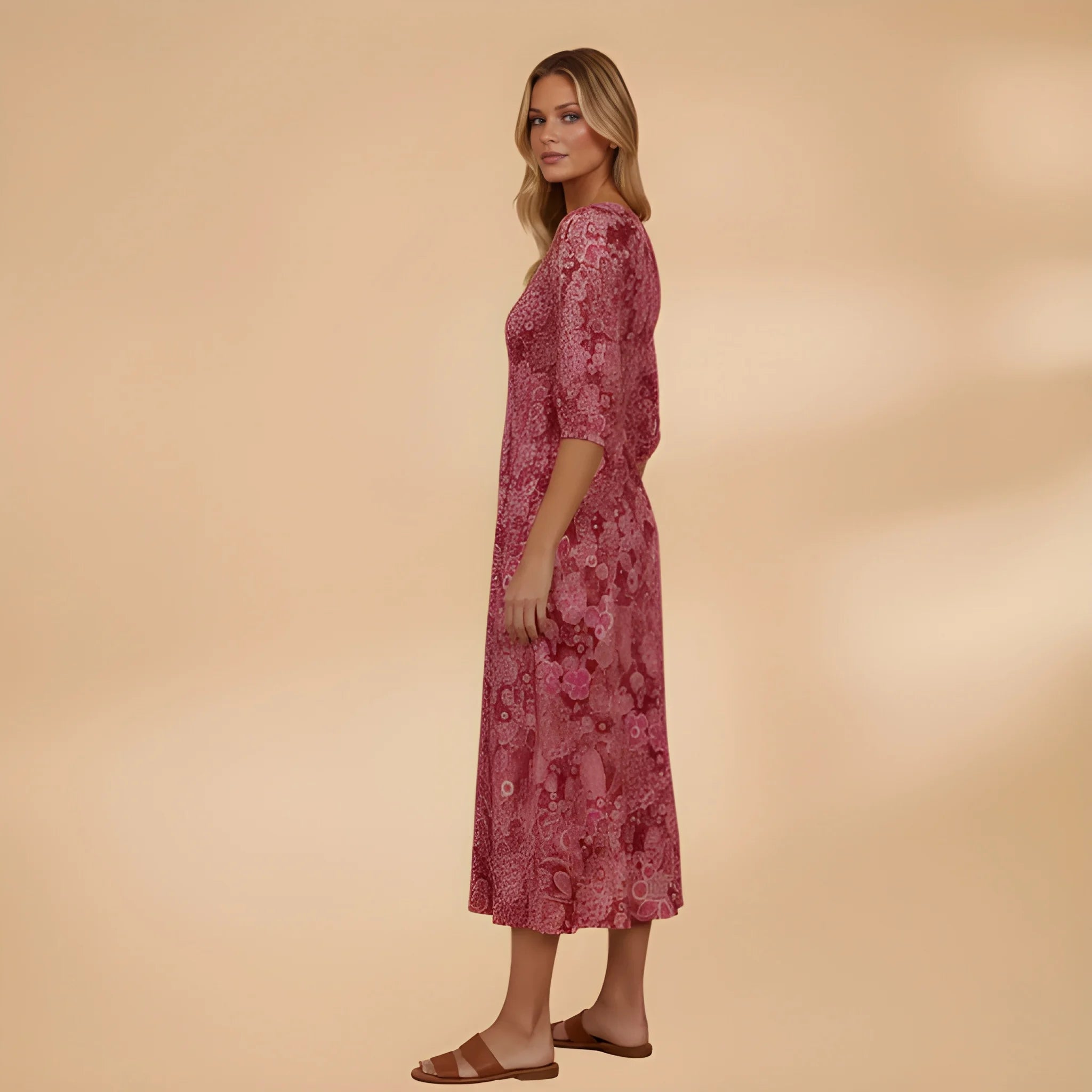 Women's Vintage Elegant Midi Summer Dress with Pockets