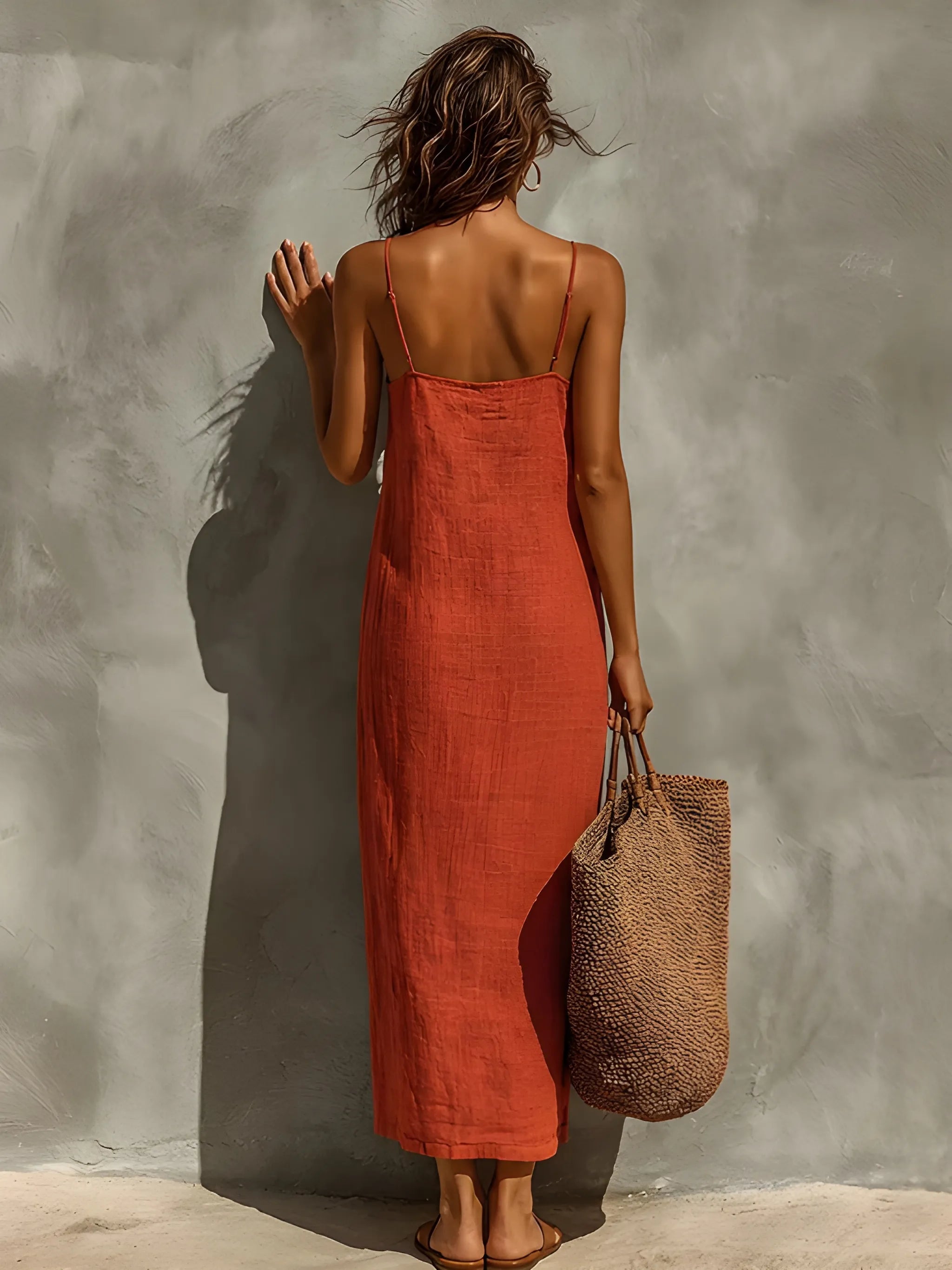 Women's Boho Flowy Maxi Summer Dress with Square Neck