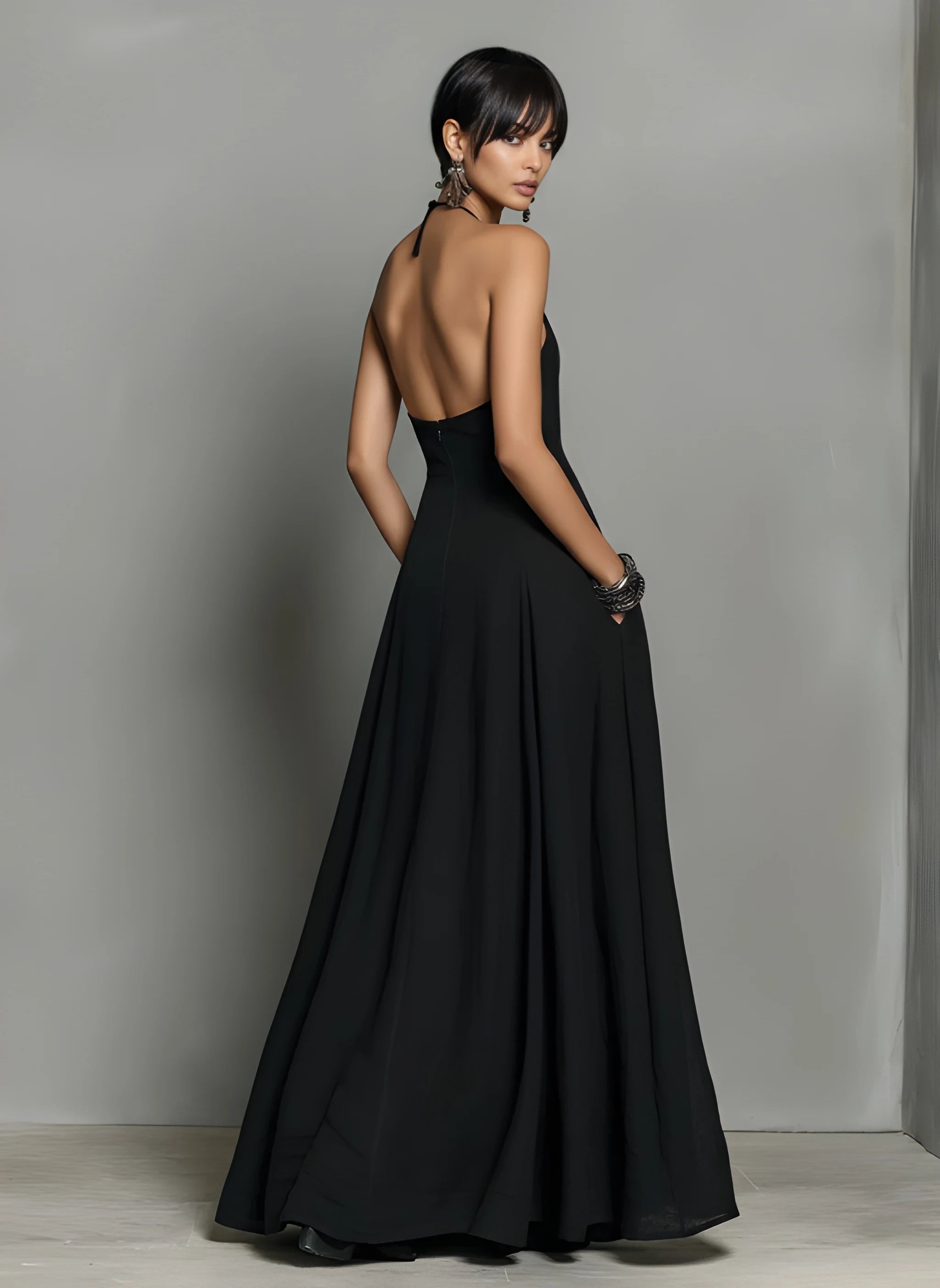 Women's Casual Boho Maxi Summer Dress with Pleated Details
