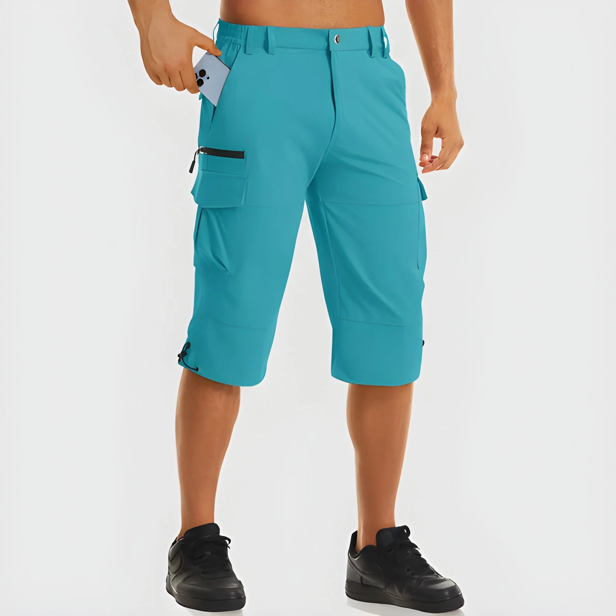 Men's Cargo Long Shorts with Pockets and Zip Pockets