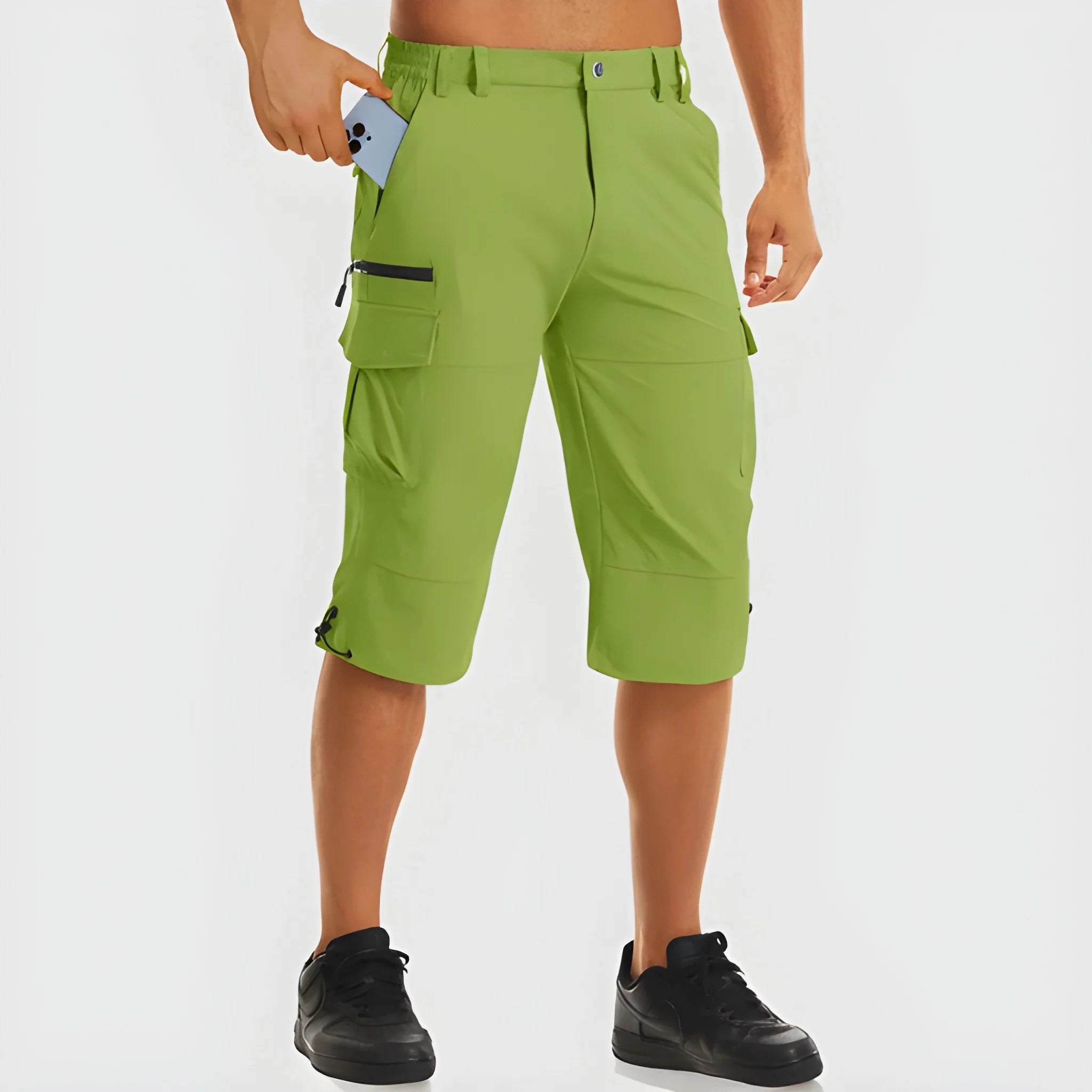 Men's Cargo Long Shorts with Pockets and Zip Pockets