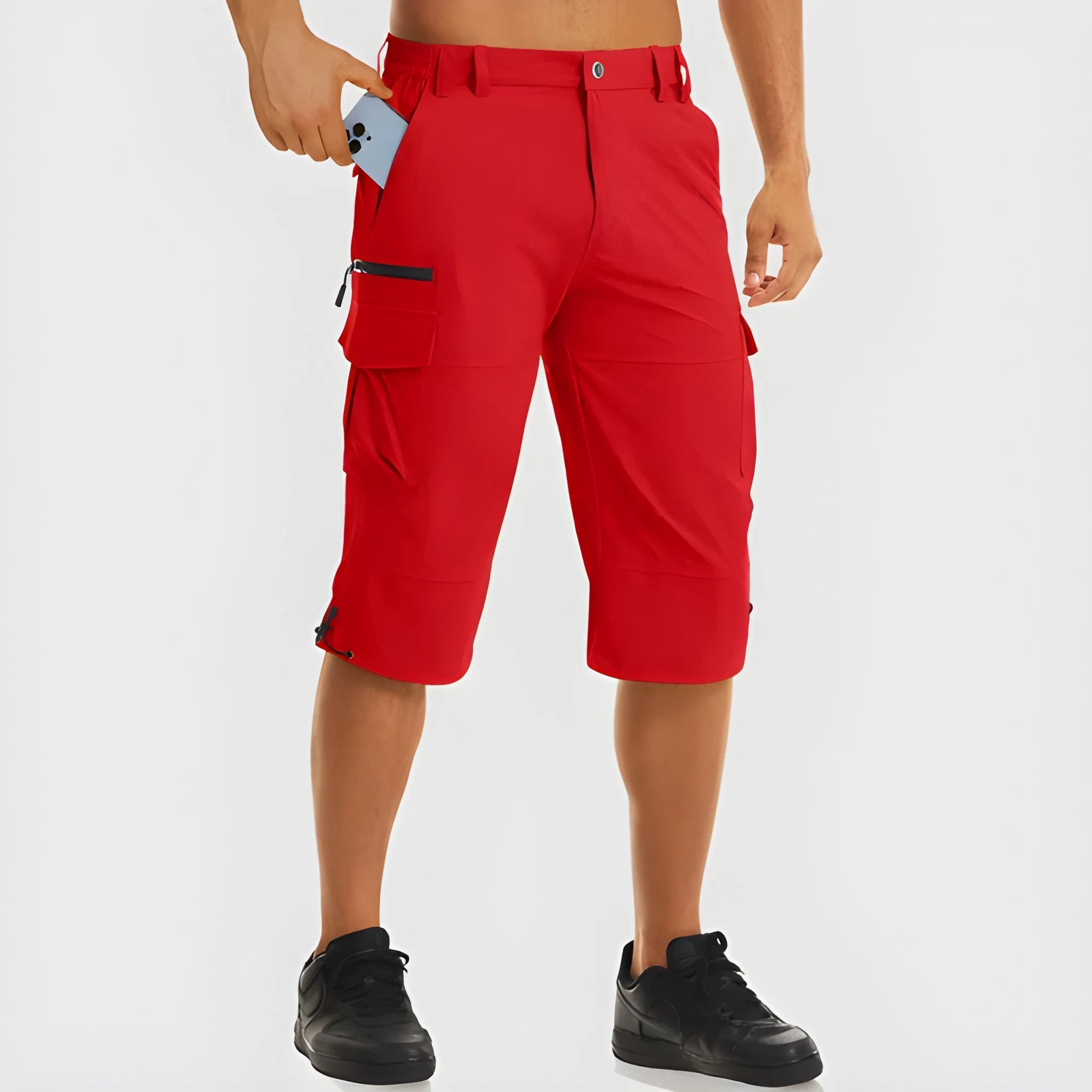 Men's Cargo Long Shorts with Pockets and Zip Pockets