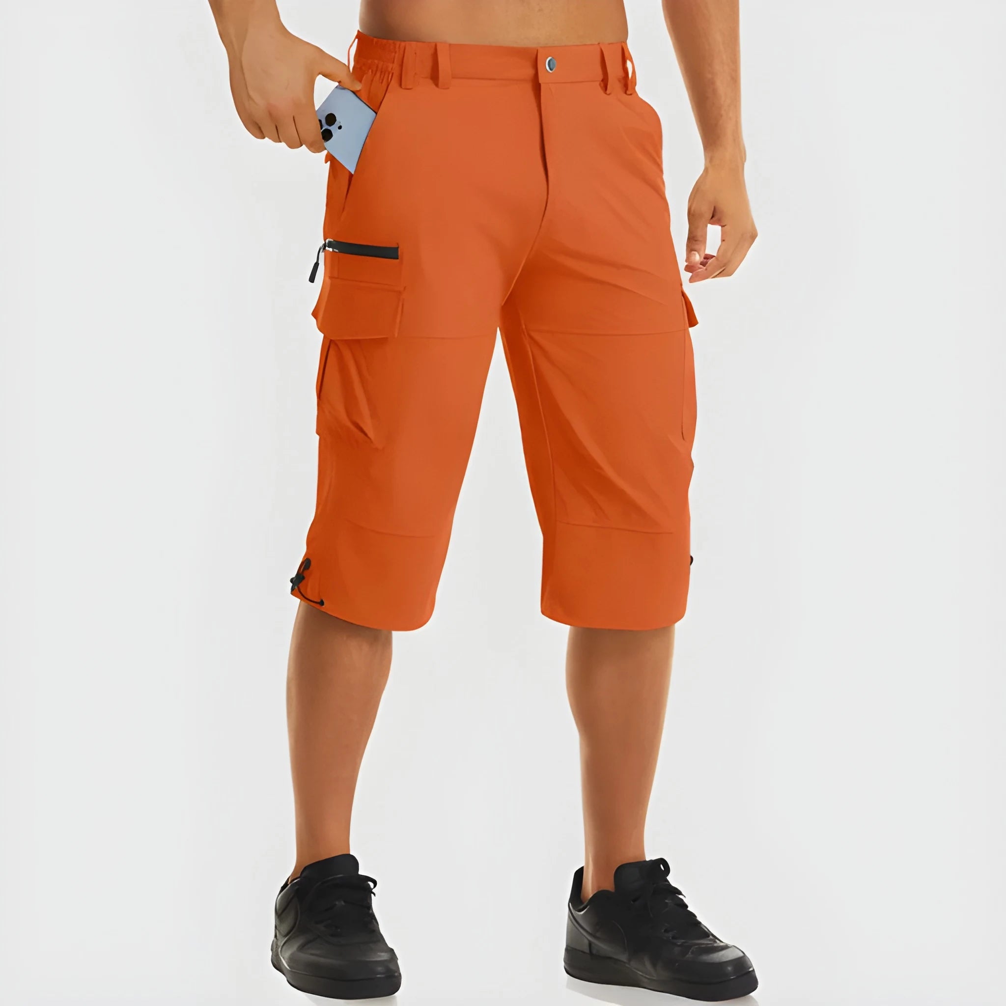Men's Cargo Long Shorts with Pockets and Zip Pockets