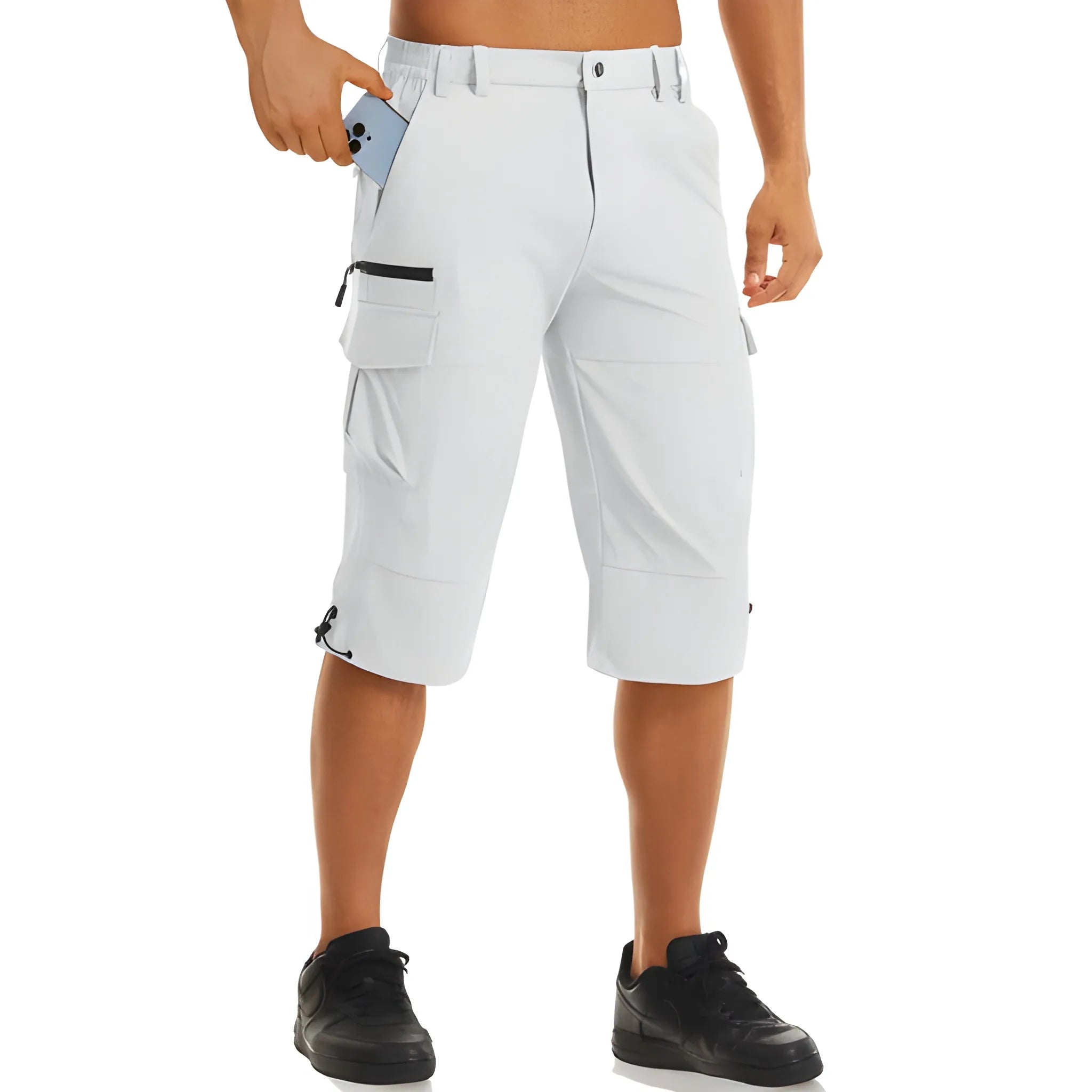 Men's Cargo Long Shorts with Pockets and Zip Pockets
