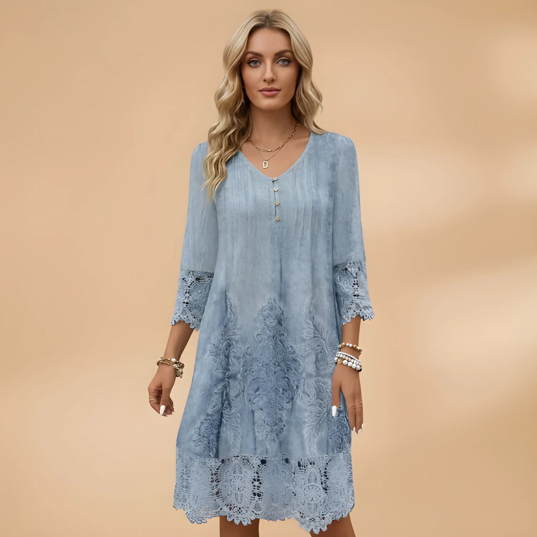 Women's Vintage Elegant Midi Summer Dress with Lace