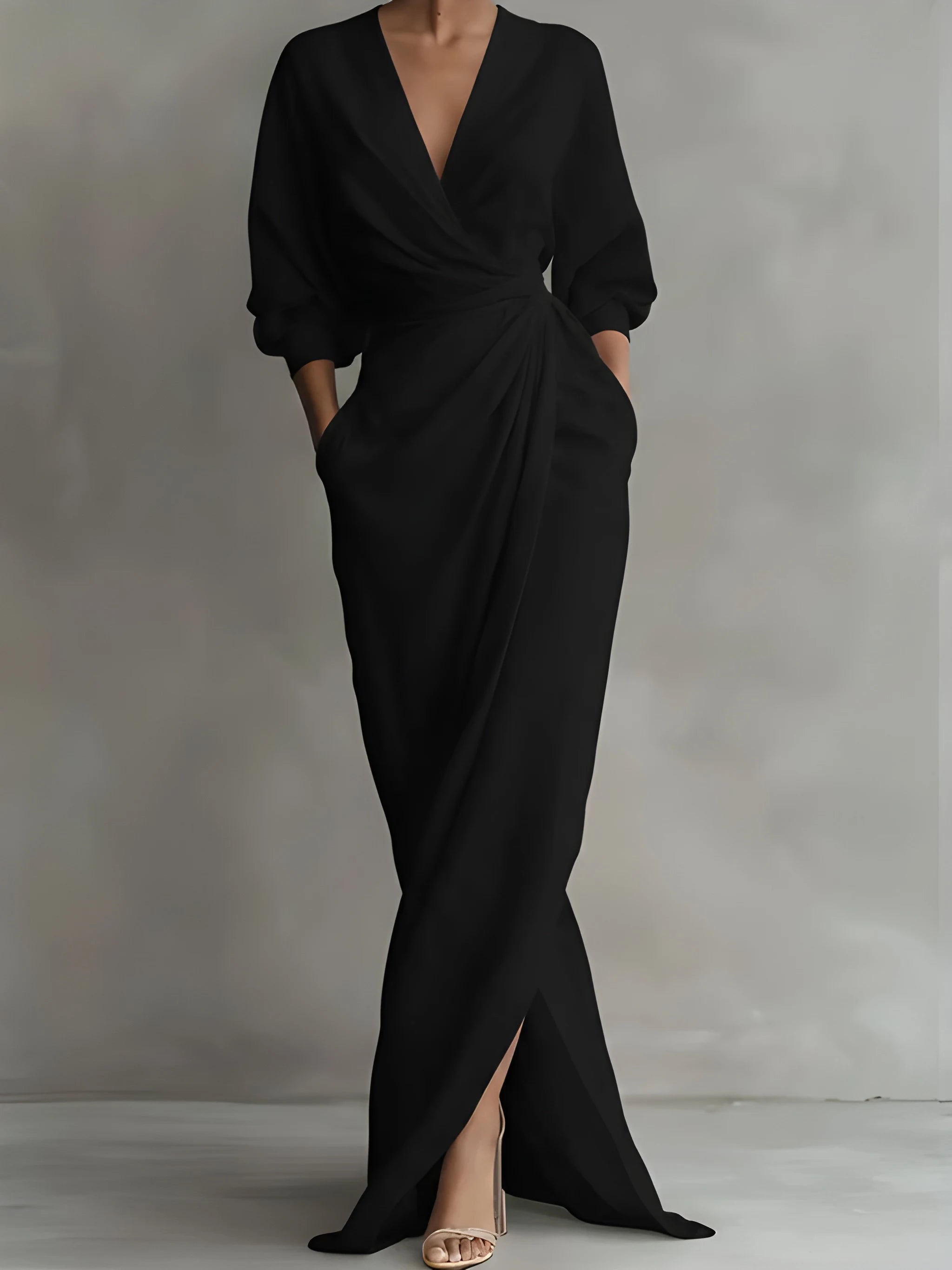 Women's Elegant Flowy Maxi Summer Dress with Wrap Waist