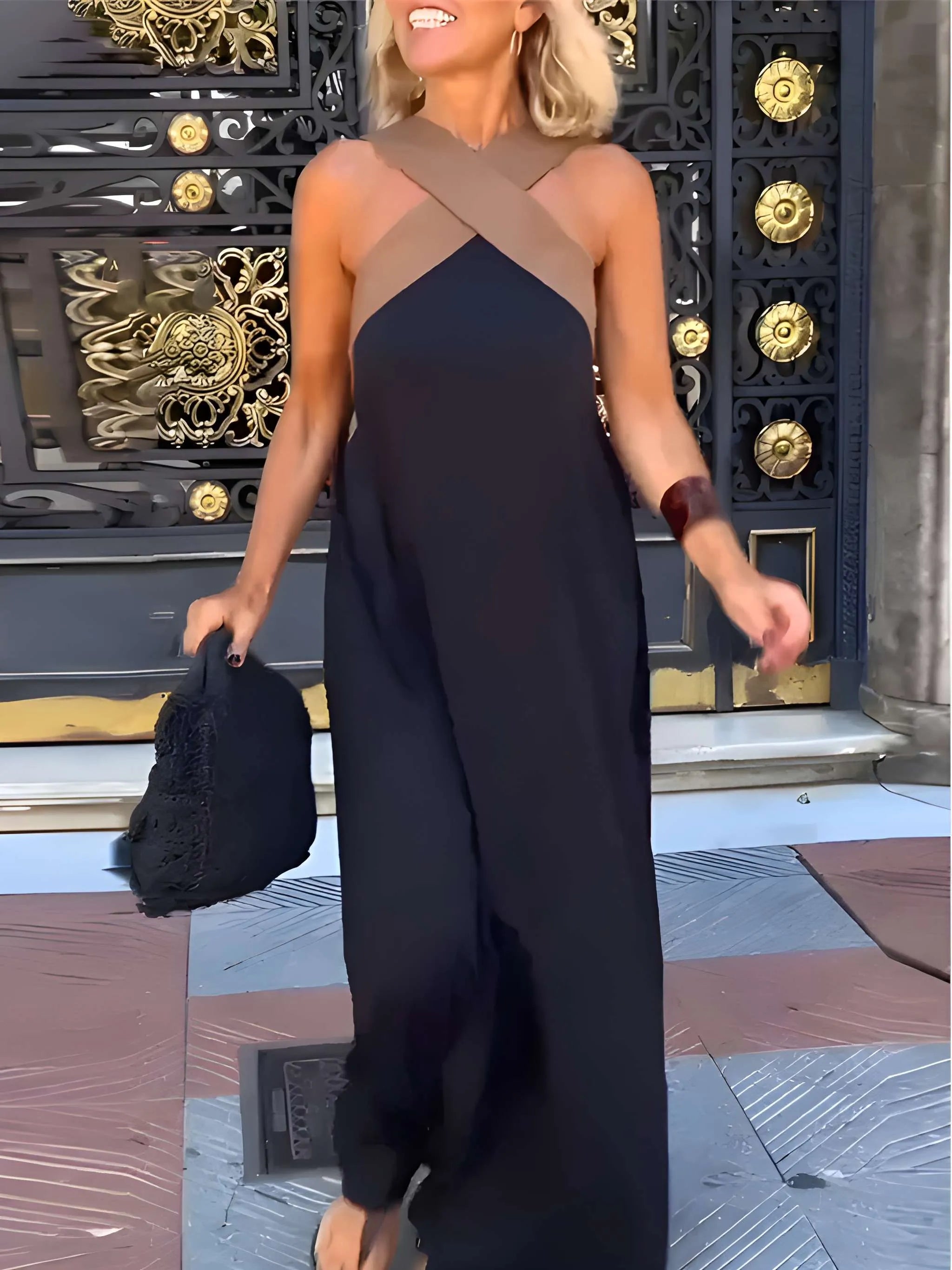 Women's Breezy Elegant Maxi Summer Dress with Crossed Front