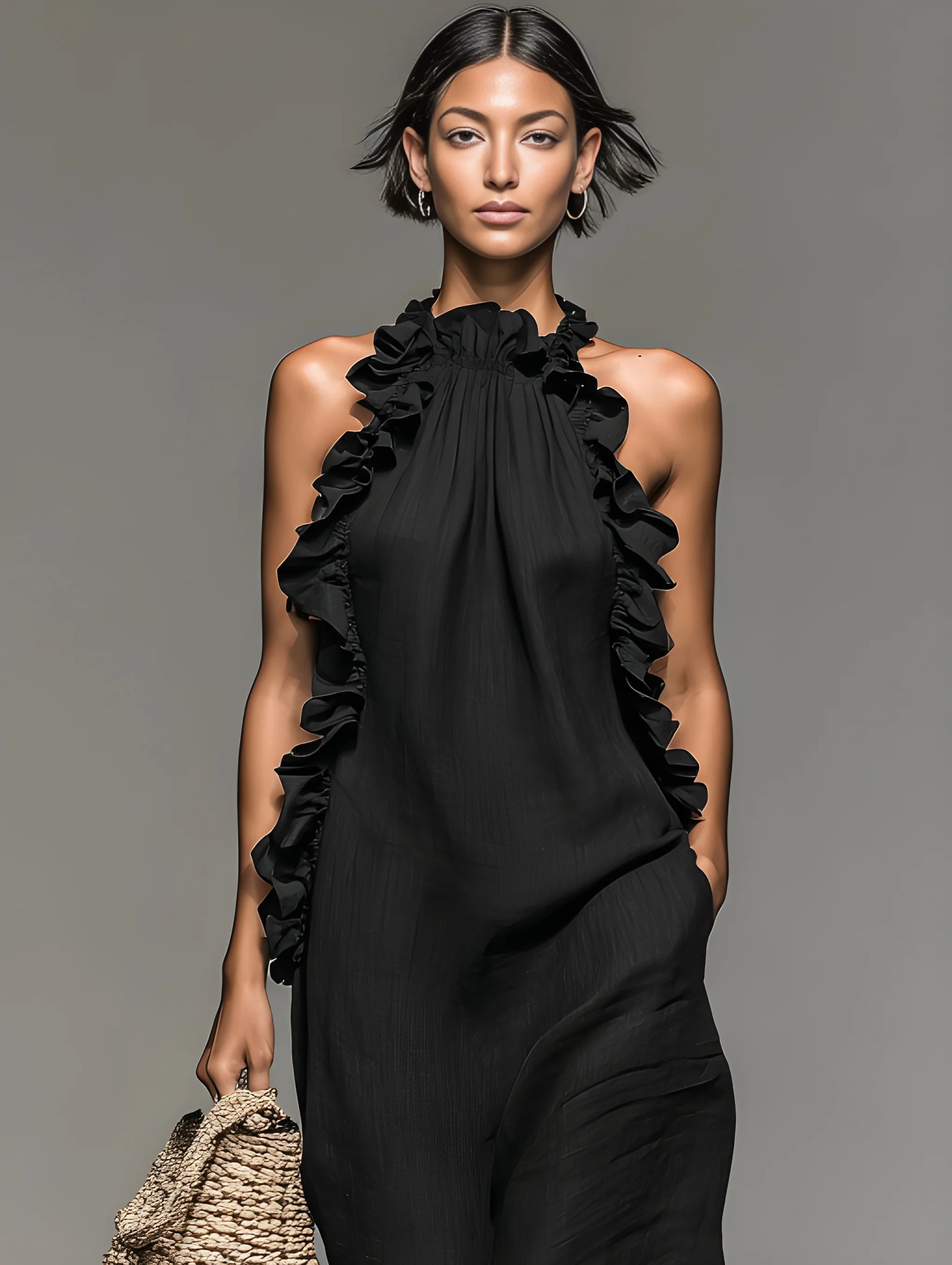 Women's Casual Boho Maxi Summer Dress with Ruffle Details