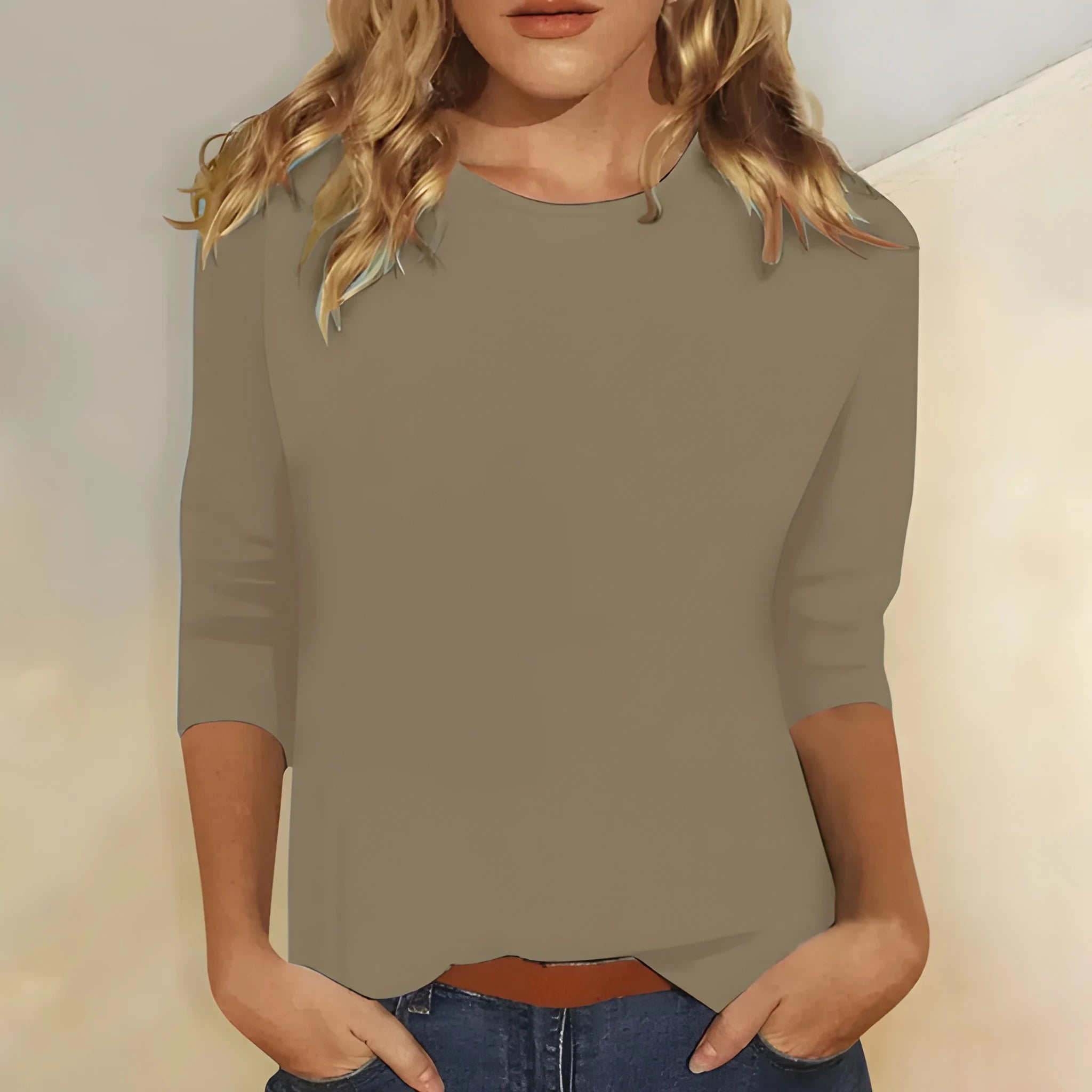 Women's Casual Summer T-Shirt with Crew Neck