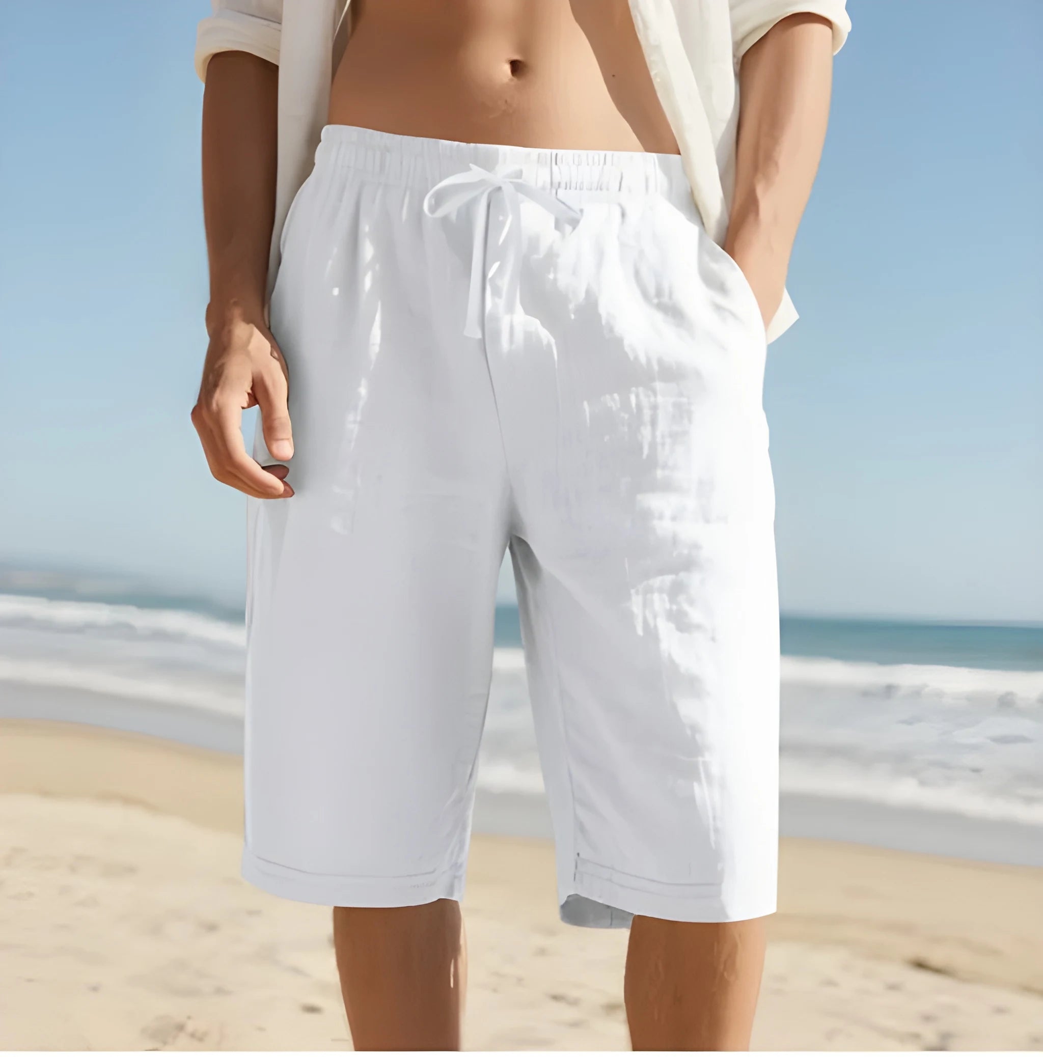 Men's Casual Chino Shorts with Drawstring Waist and Pockets