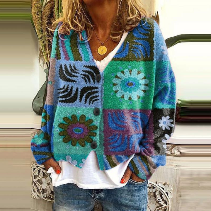 Angie | Women's Floral Warm Cardigan | Button Down