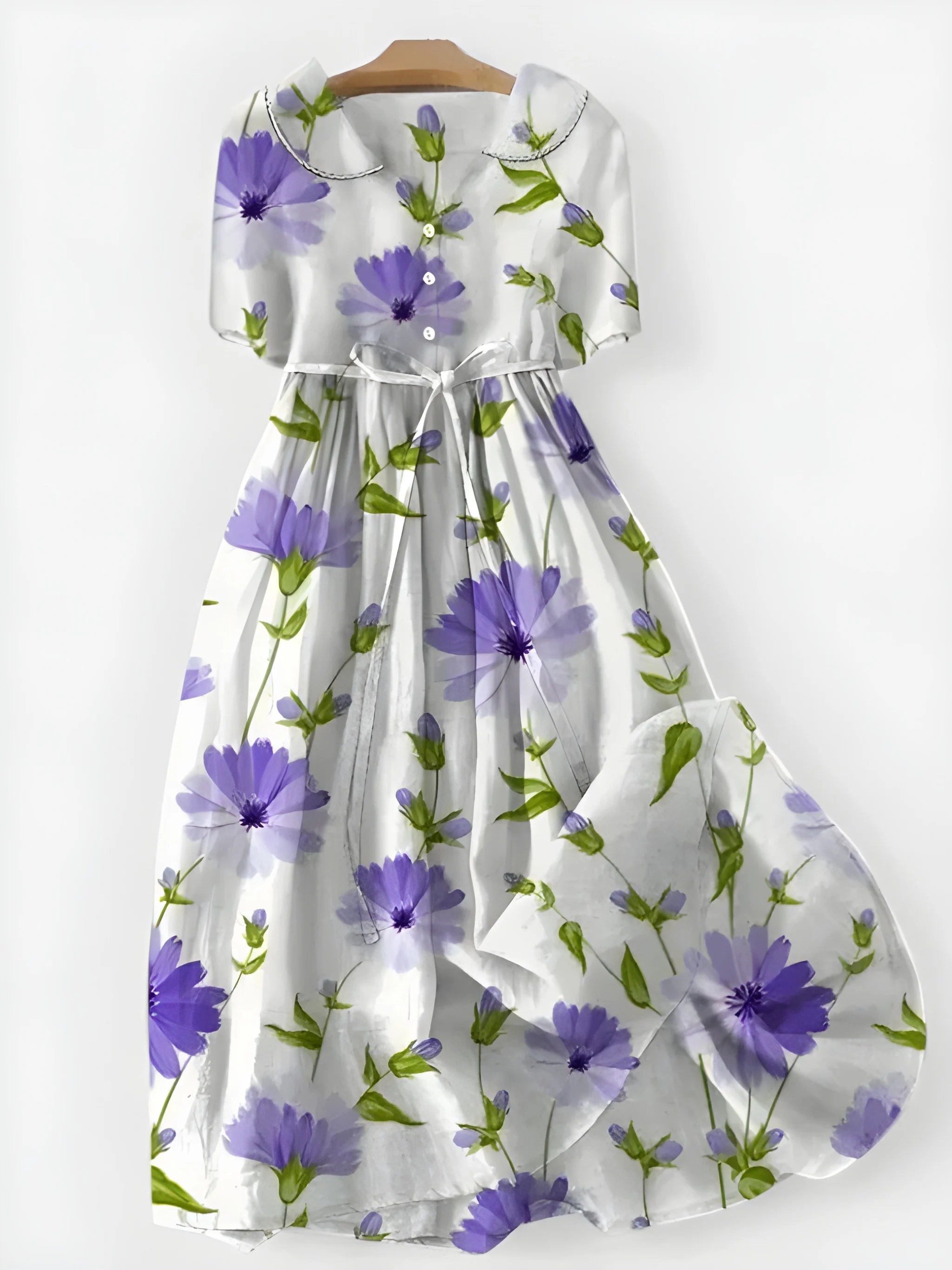 Women's Floral Elegant Midi Summer Dress with 3/4 Sleeve