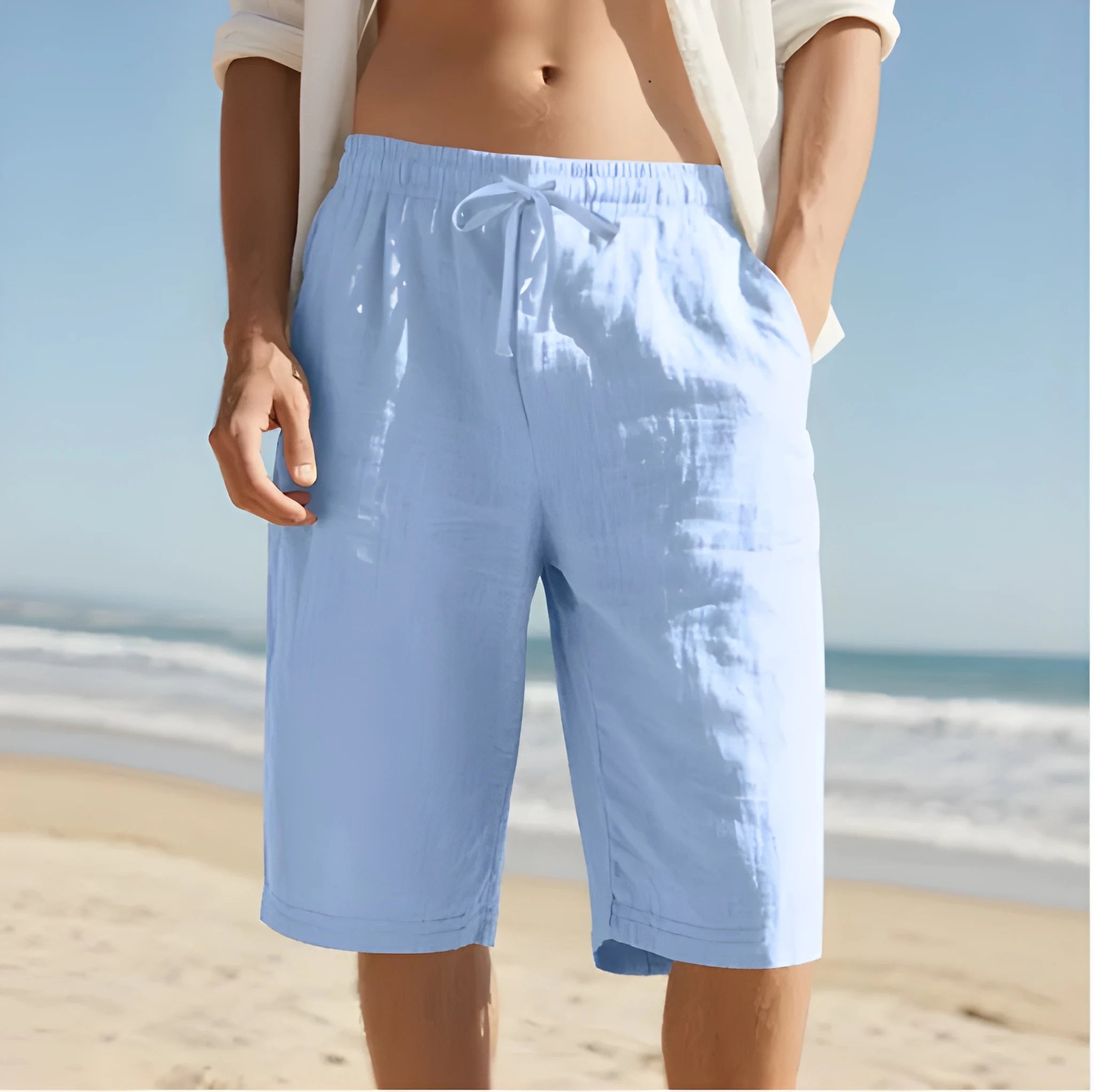 Men's Casual Chino Shorts with Drawstring Waist and Pockets