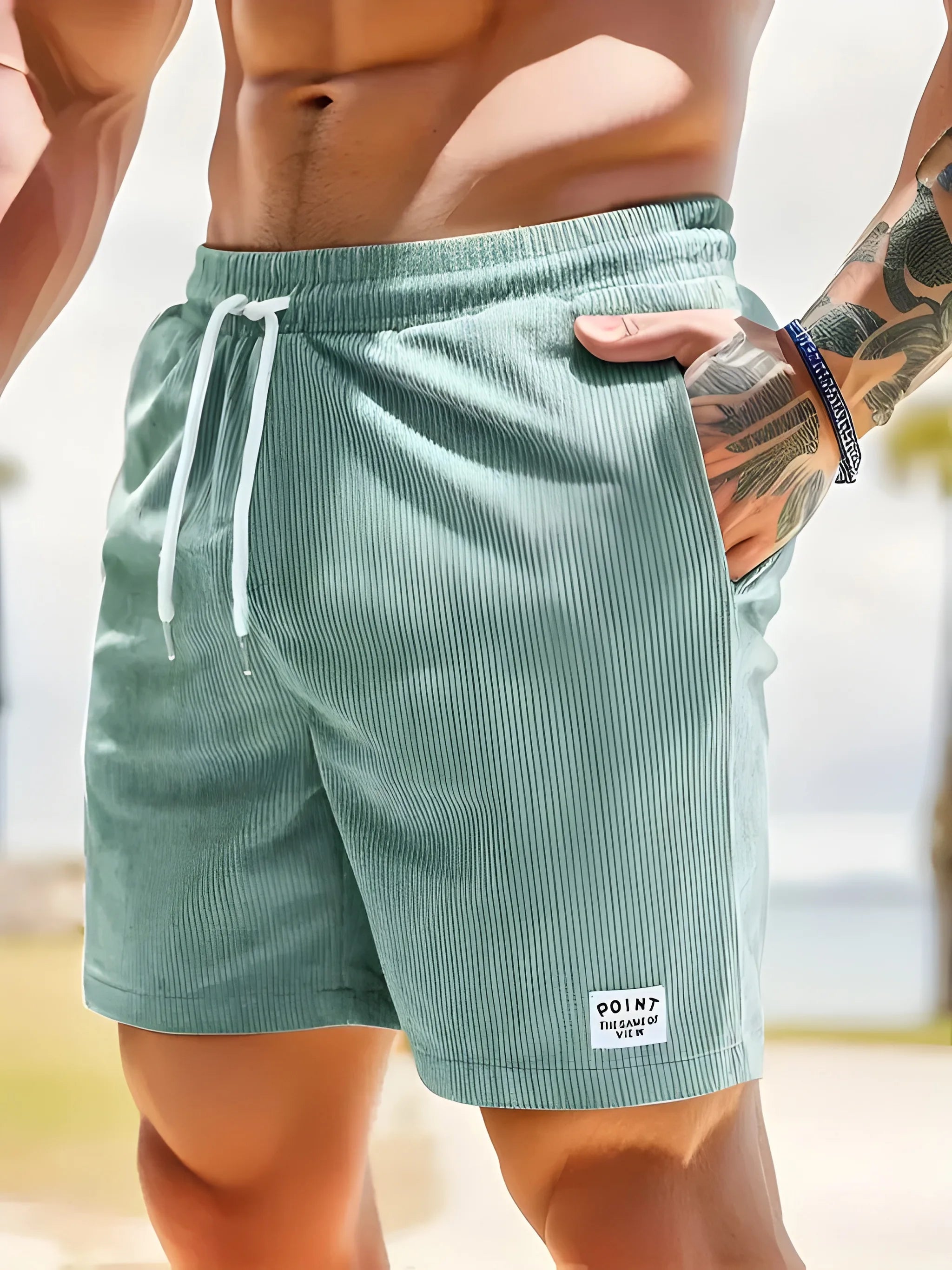 Men's Summer Leisure Shorts with Drawstring Waist and Pockets