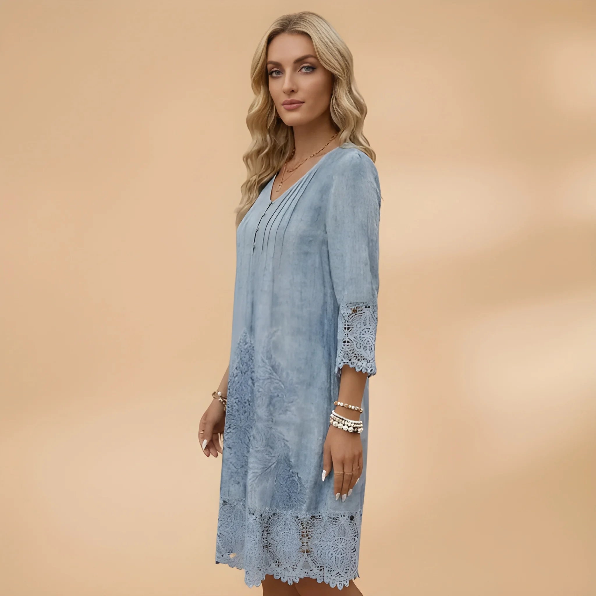 Women's Vintage Elegant Midi Summer Dress with Lace
