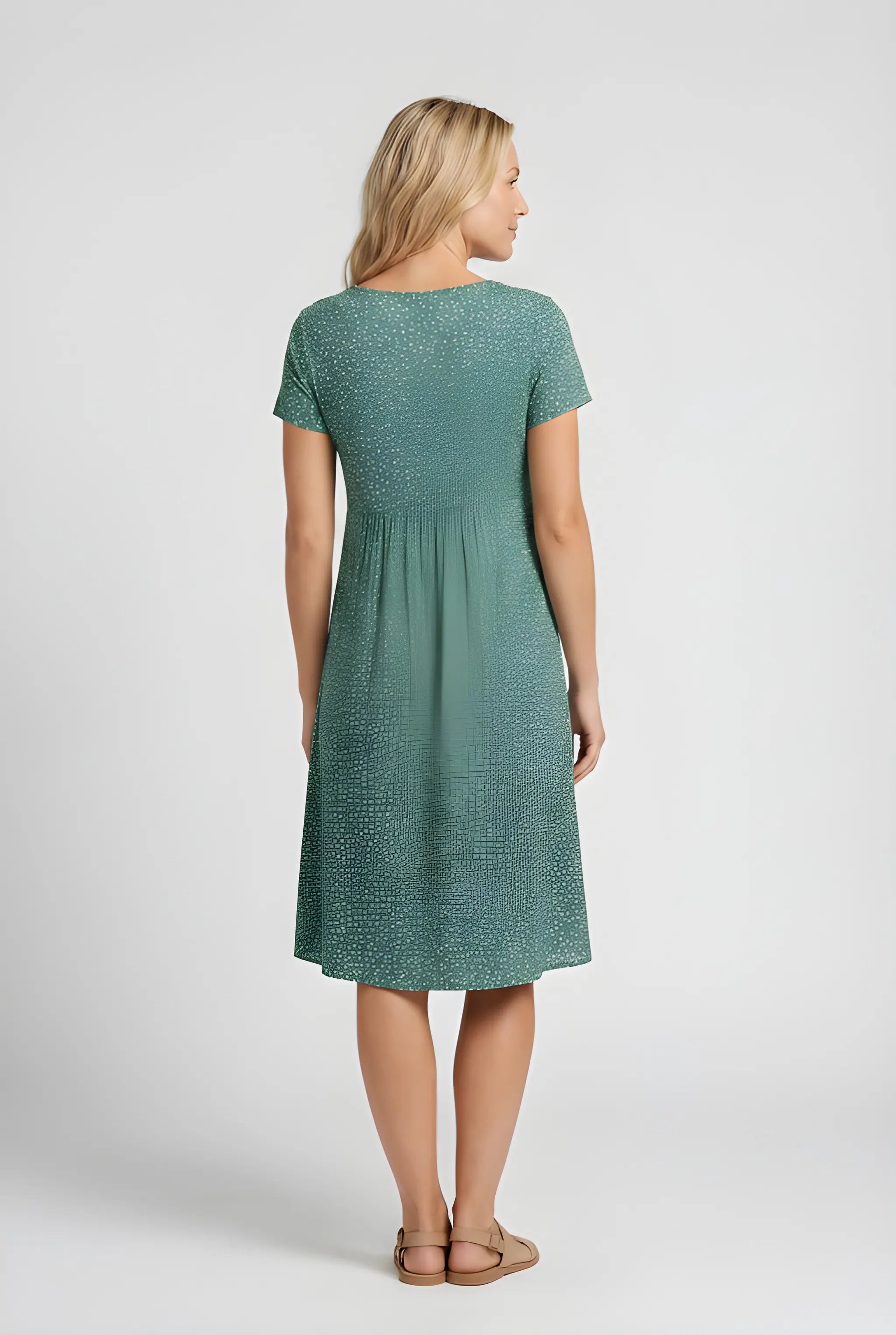 Women's Casual Midi Summer Dress with Short Sleeves