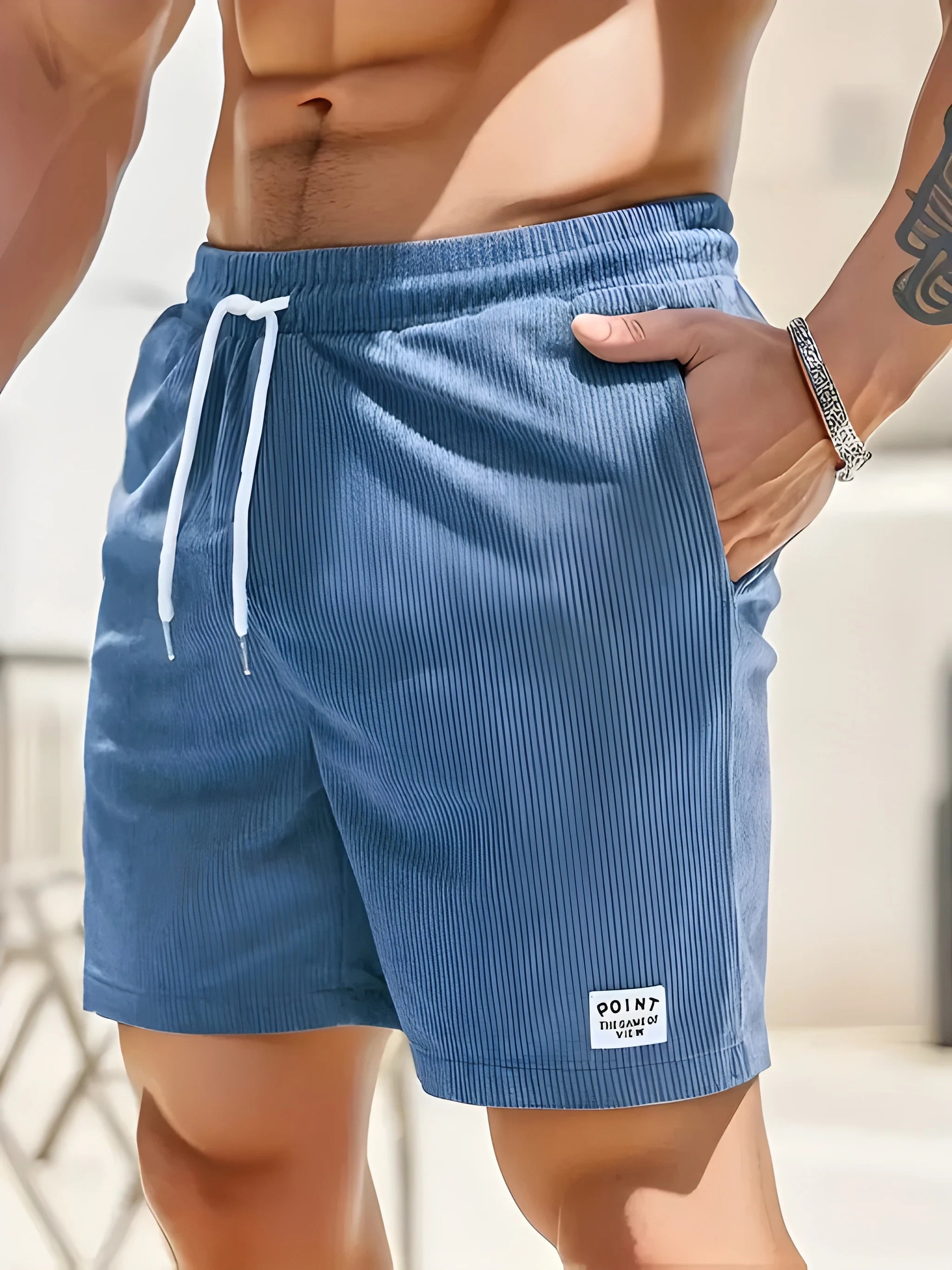 Men's Summer Leisure Shorts with Drawstring Waist and Pockets